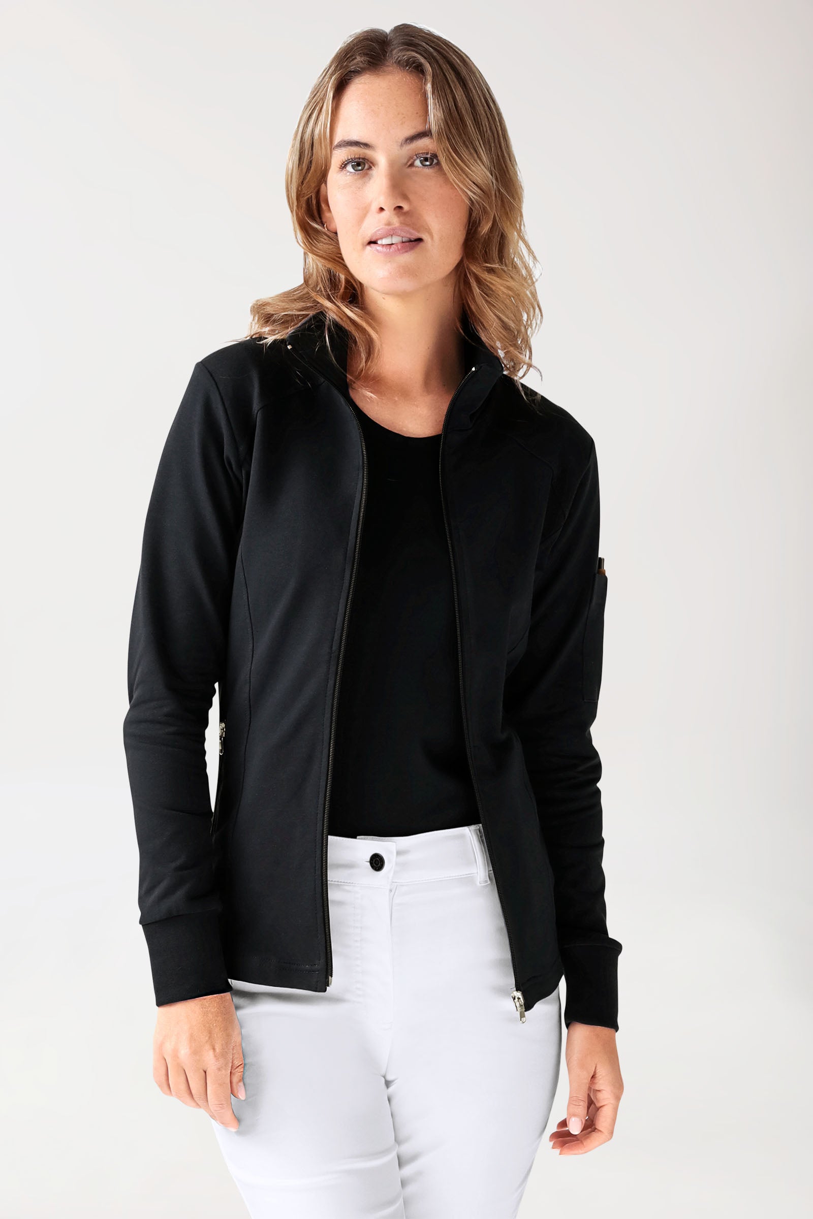 Sweatjacke Damen - Stehkragen schwarz