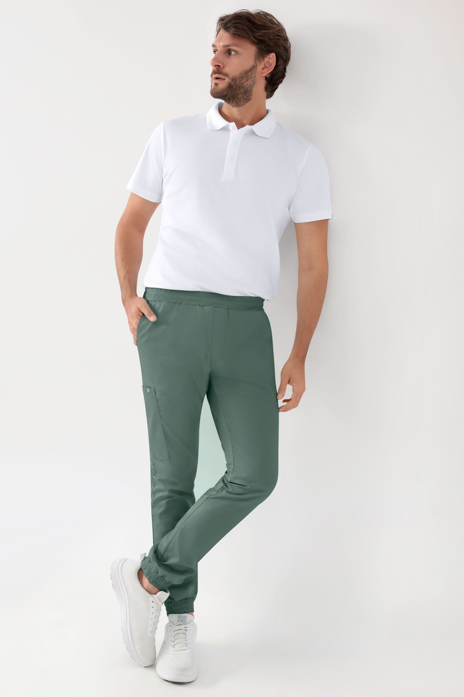 GREEN Stretch Hose Herren - Jogpants Style dunkelgrün