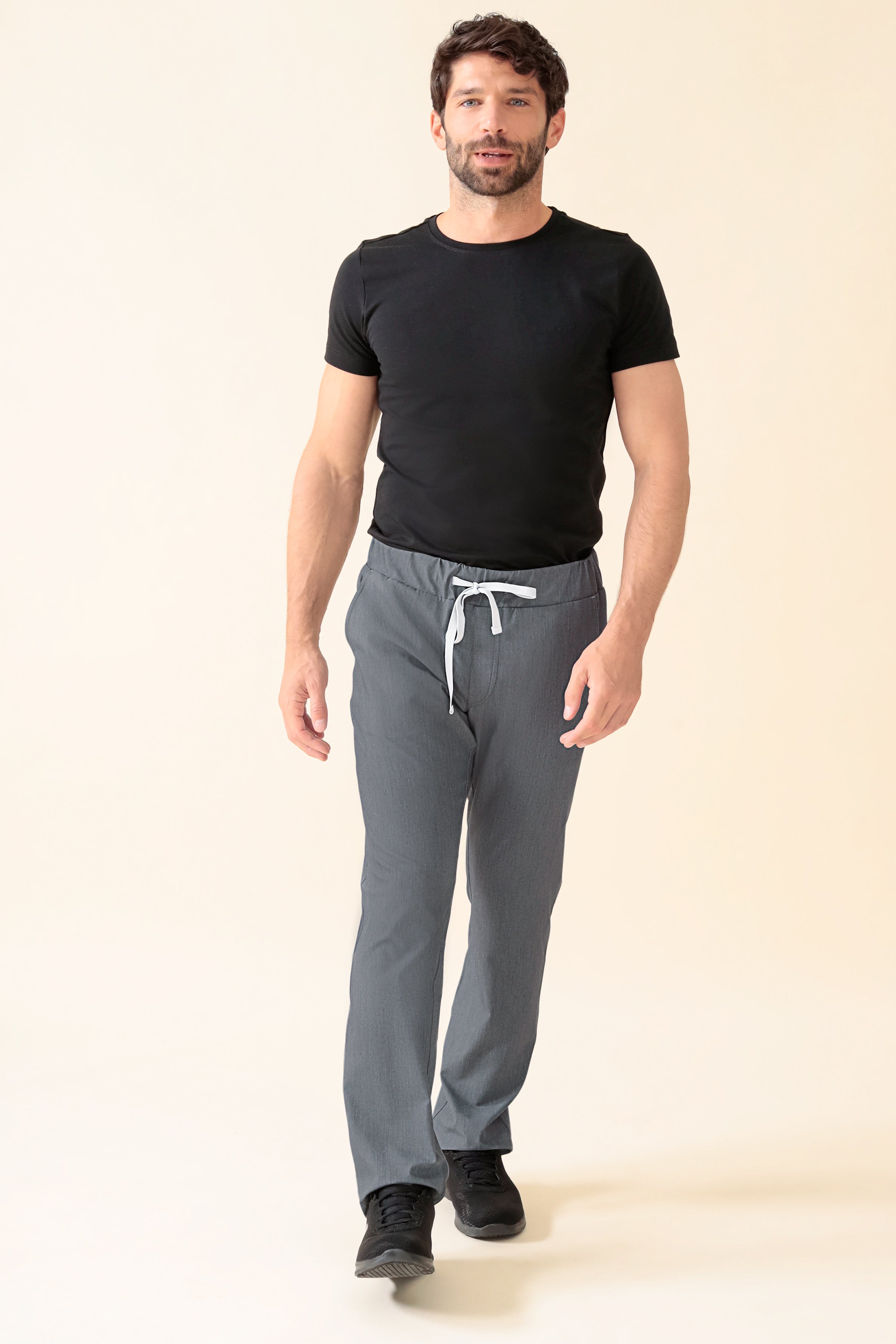 KAERE Hose Herren - gerader Saum Kurzgr. ohne Beintaschen grau melange