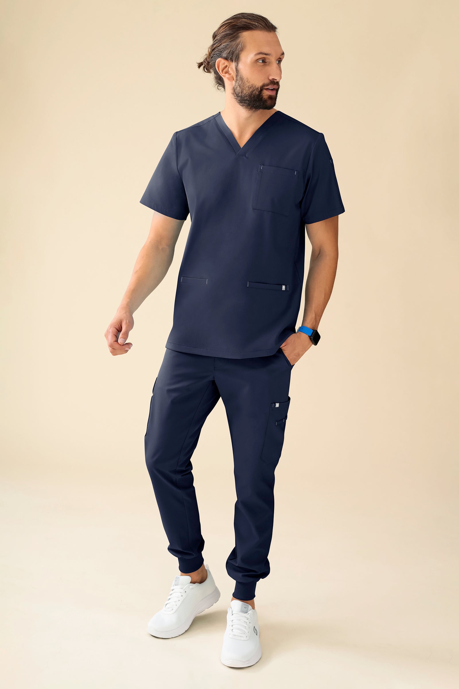 KAERE Hose Herren - Saumbündchen mit Beintaschen navy