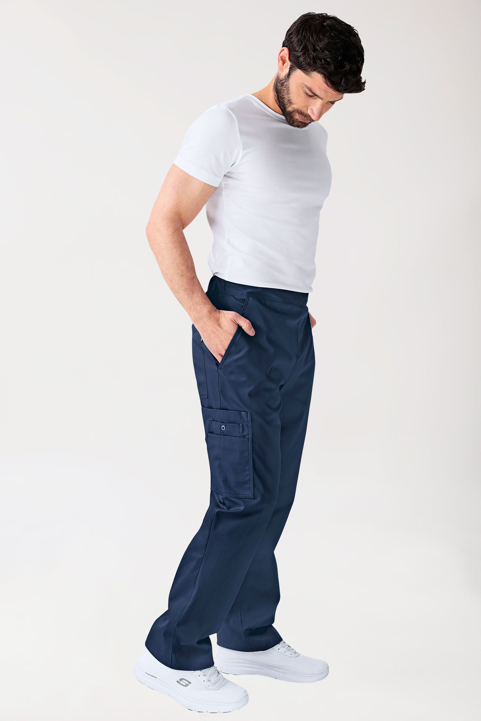 CLINIC STRETCH Hose Unisex - mit Beintasche Kurzgr. navy