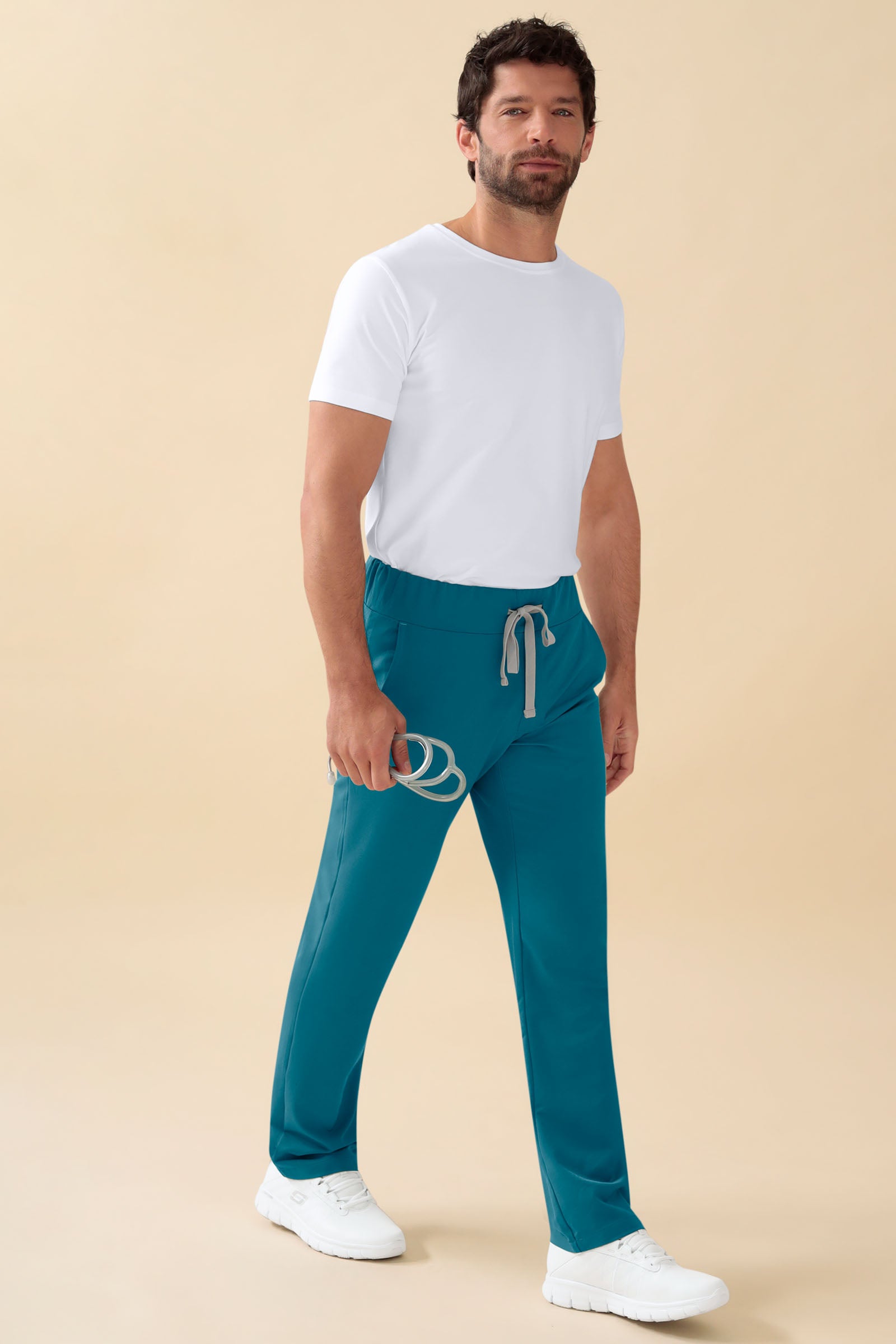 KAERE Hose Herren - gerader Saum Kurzgr. ohne Beintaschen petrol, Vorderansicht 