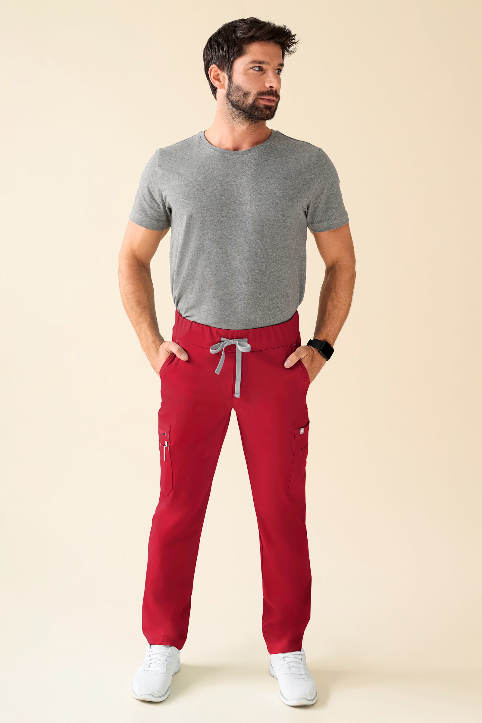 KAERE Hose Herren - gerader Saum Kurzgr. mit Beintaschen rot