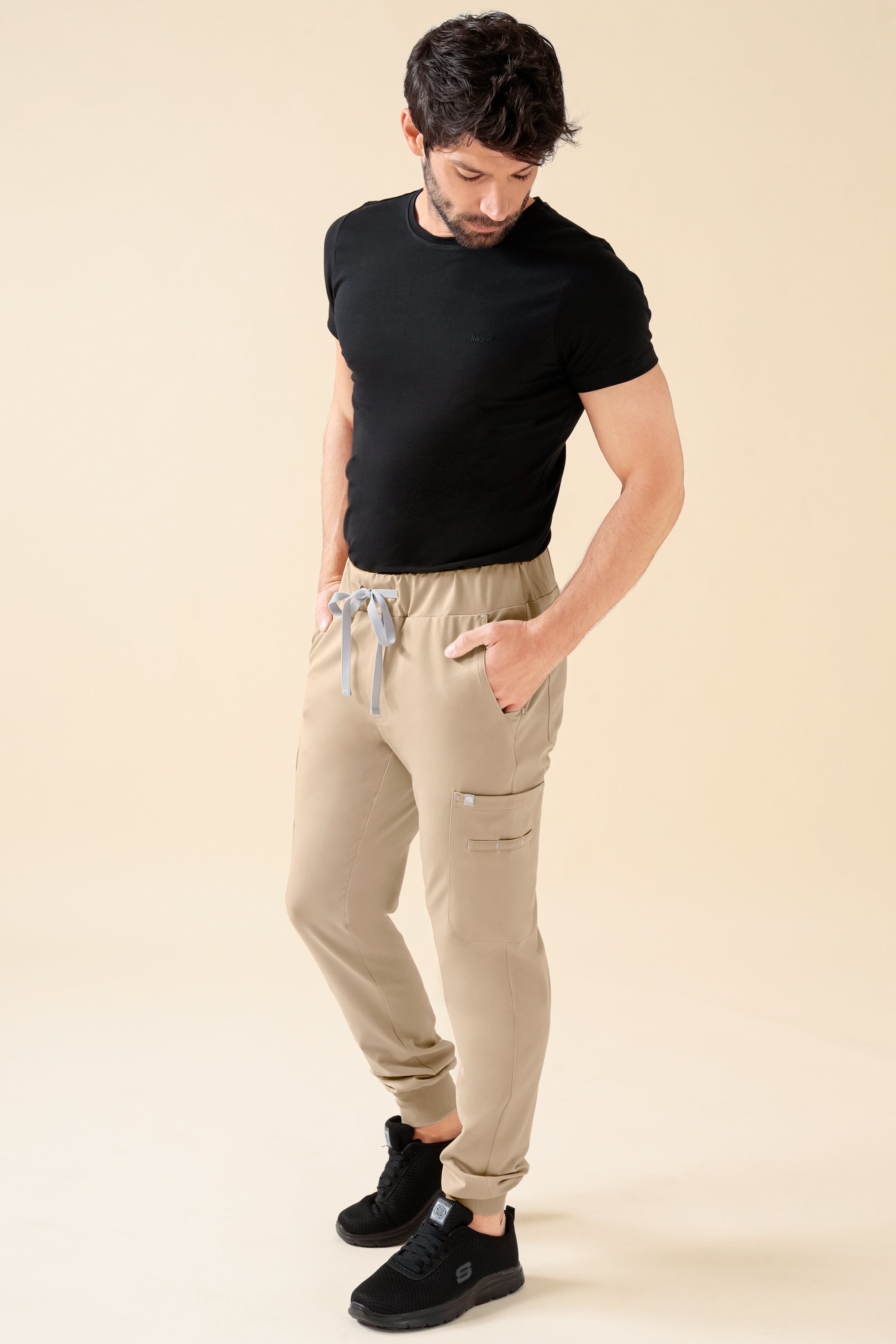 KAERE Hose Herren - Saumbündchen Kurzgr. mit Beintaschen sand