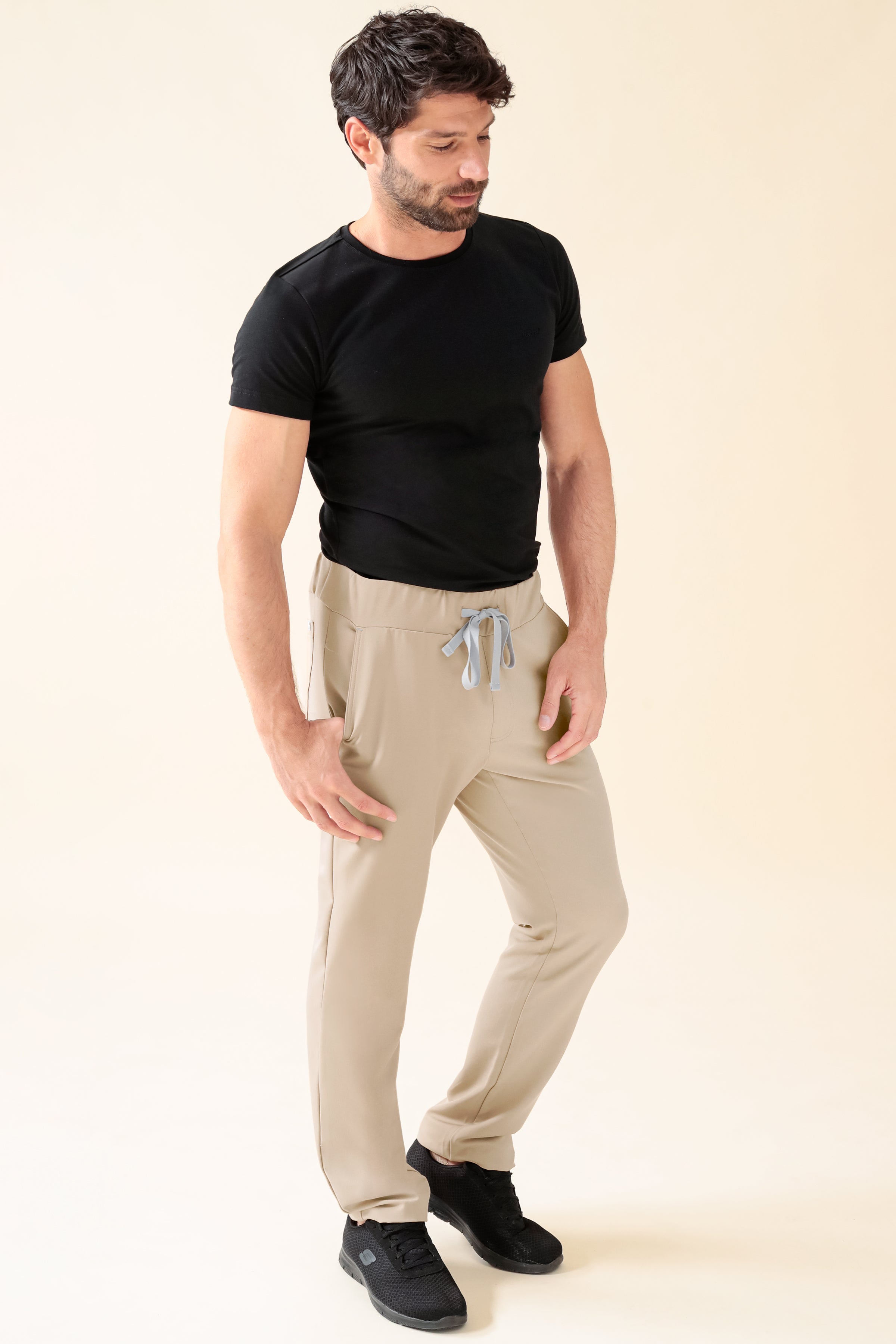 KAERE Hose Herren - gerader Saum Kurzgr. ohne Beintaschen sand, Vorderansicht 