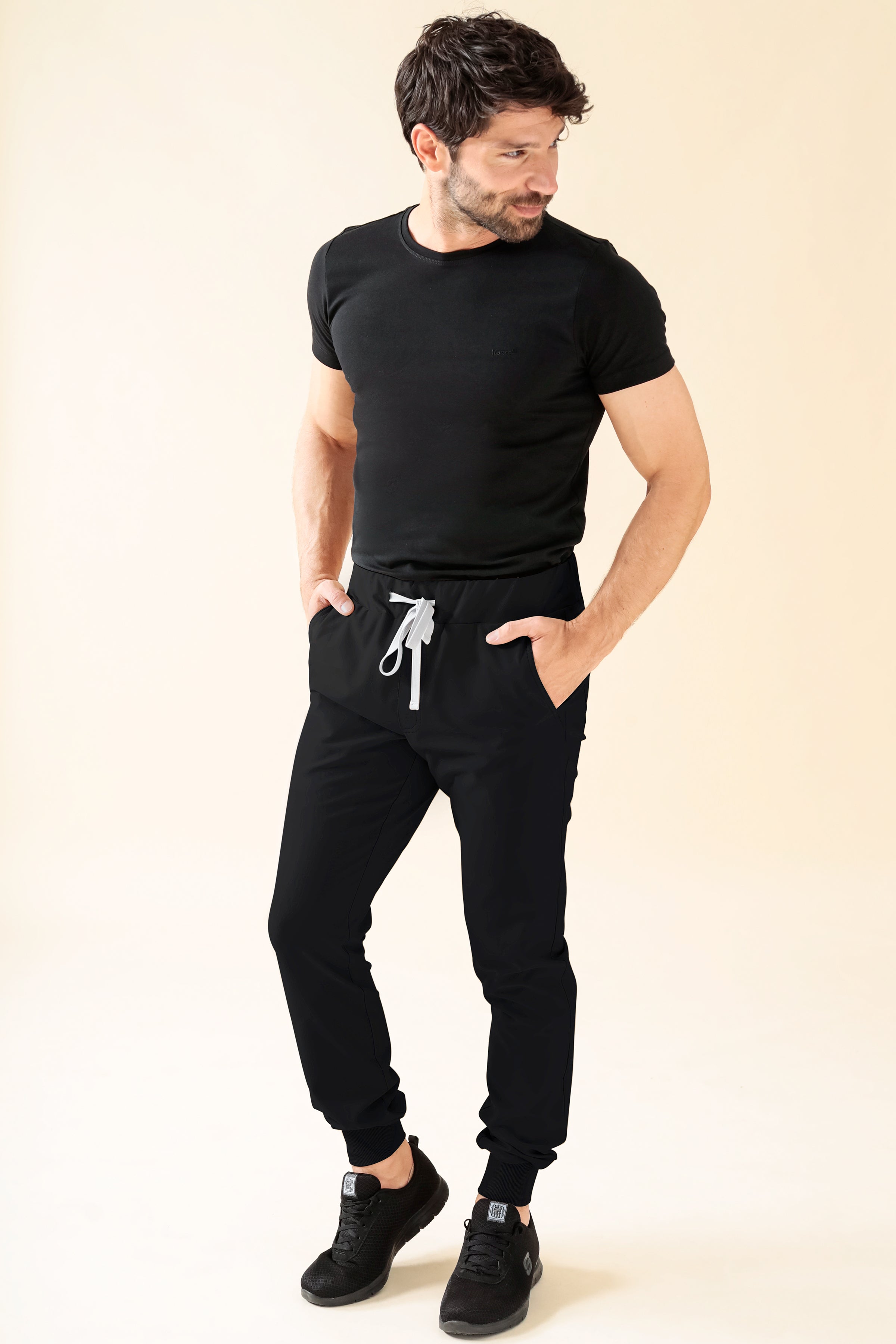 KAERE Hose Herren - Saumbündchen Kurzgr. ohne Beintaschen schwarz