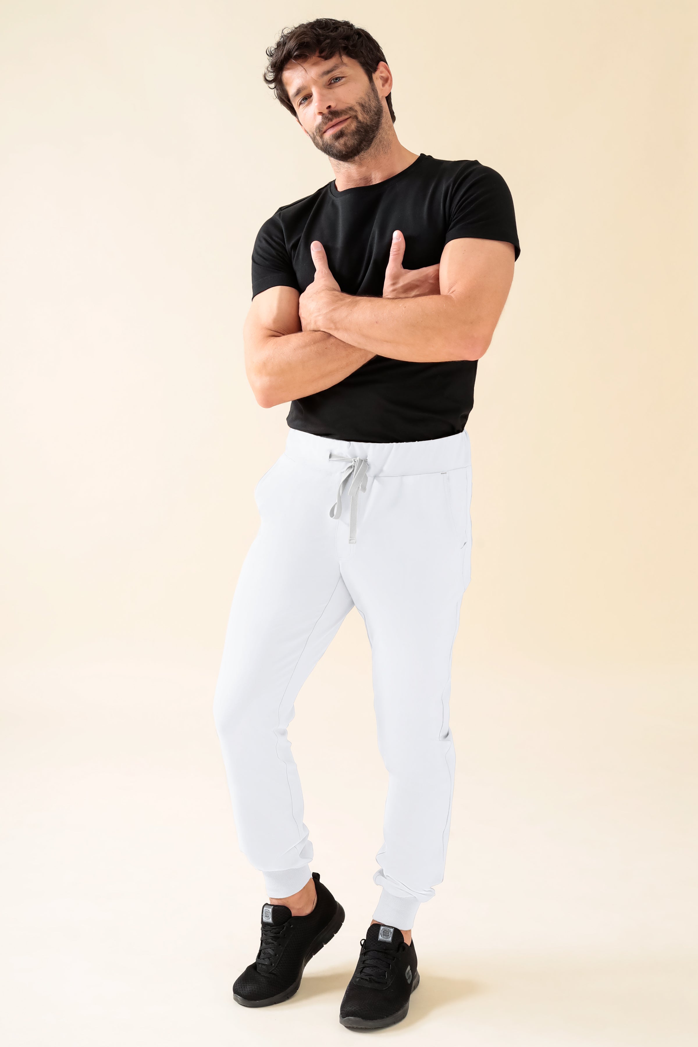 KAERE Hose Herren - Saumbündchen Kurzgr. ohne Beintaschen weiß, Vorderansicht 