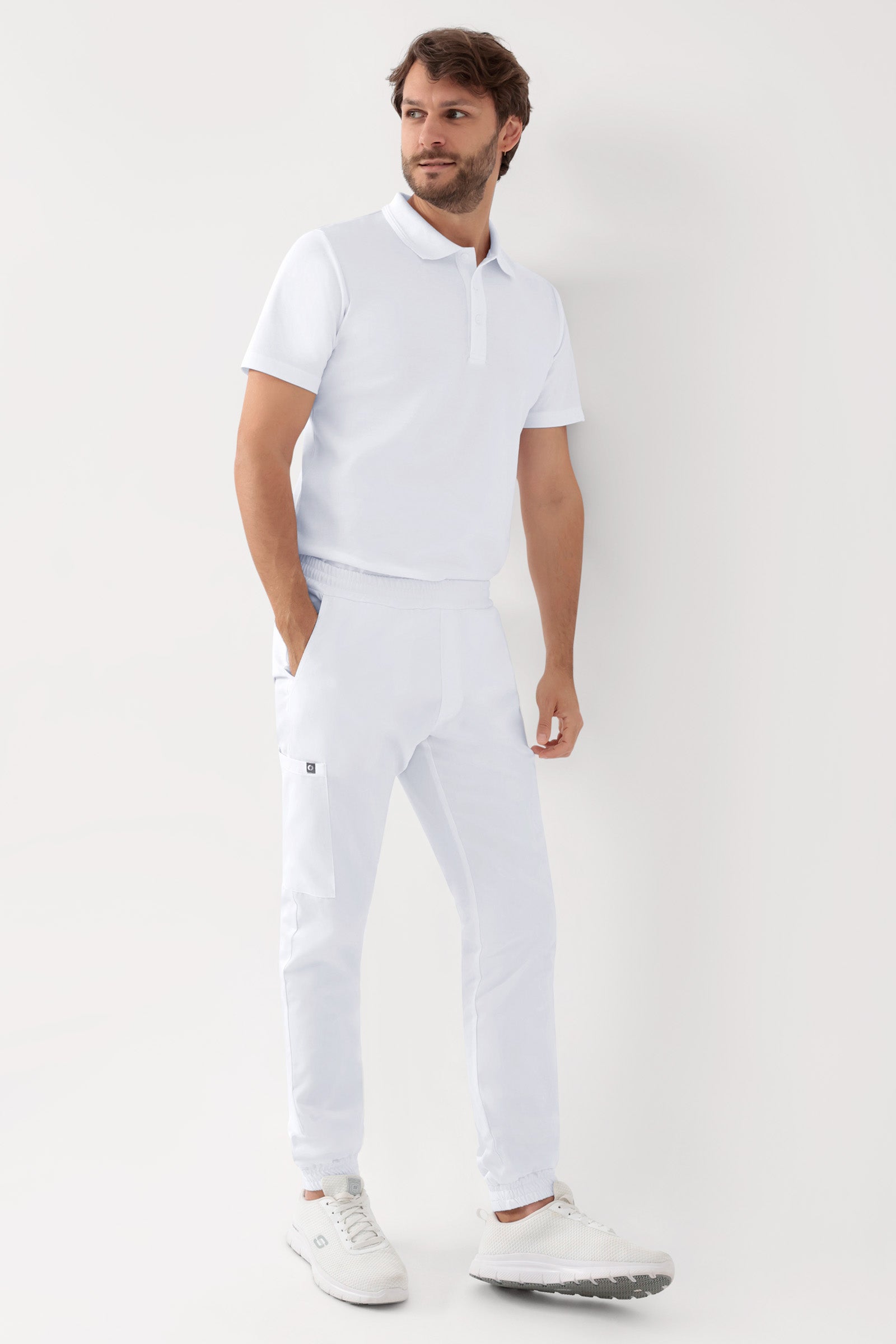 GREEN Stretch Hose Herren - Jogpants Style weiß