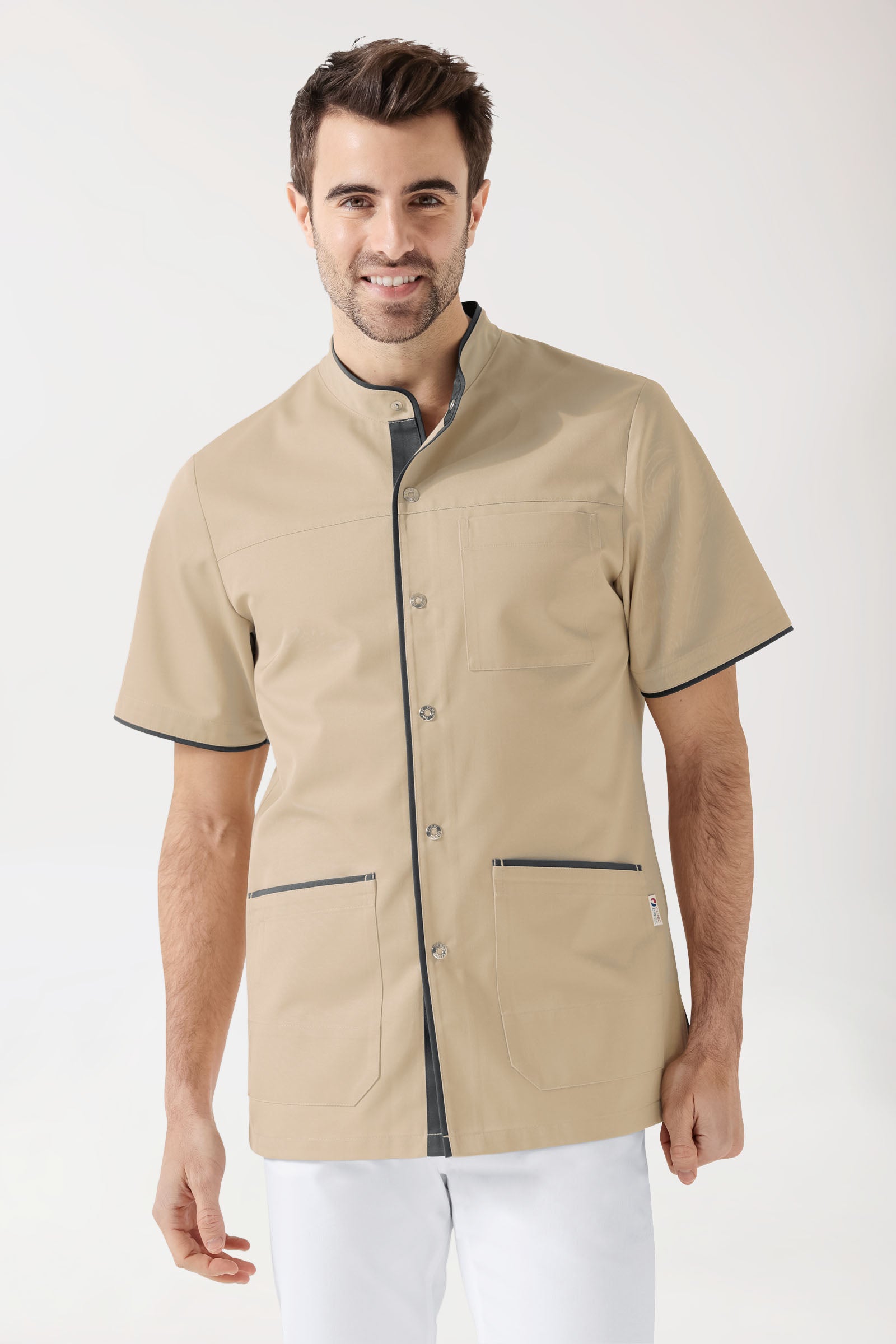 Beauty Kasack Herren - durchgeknöpft bisquit/anthrazit