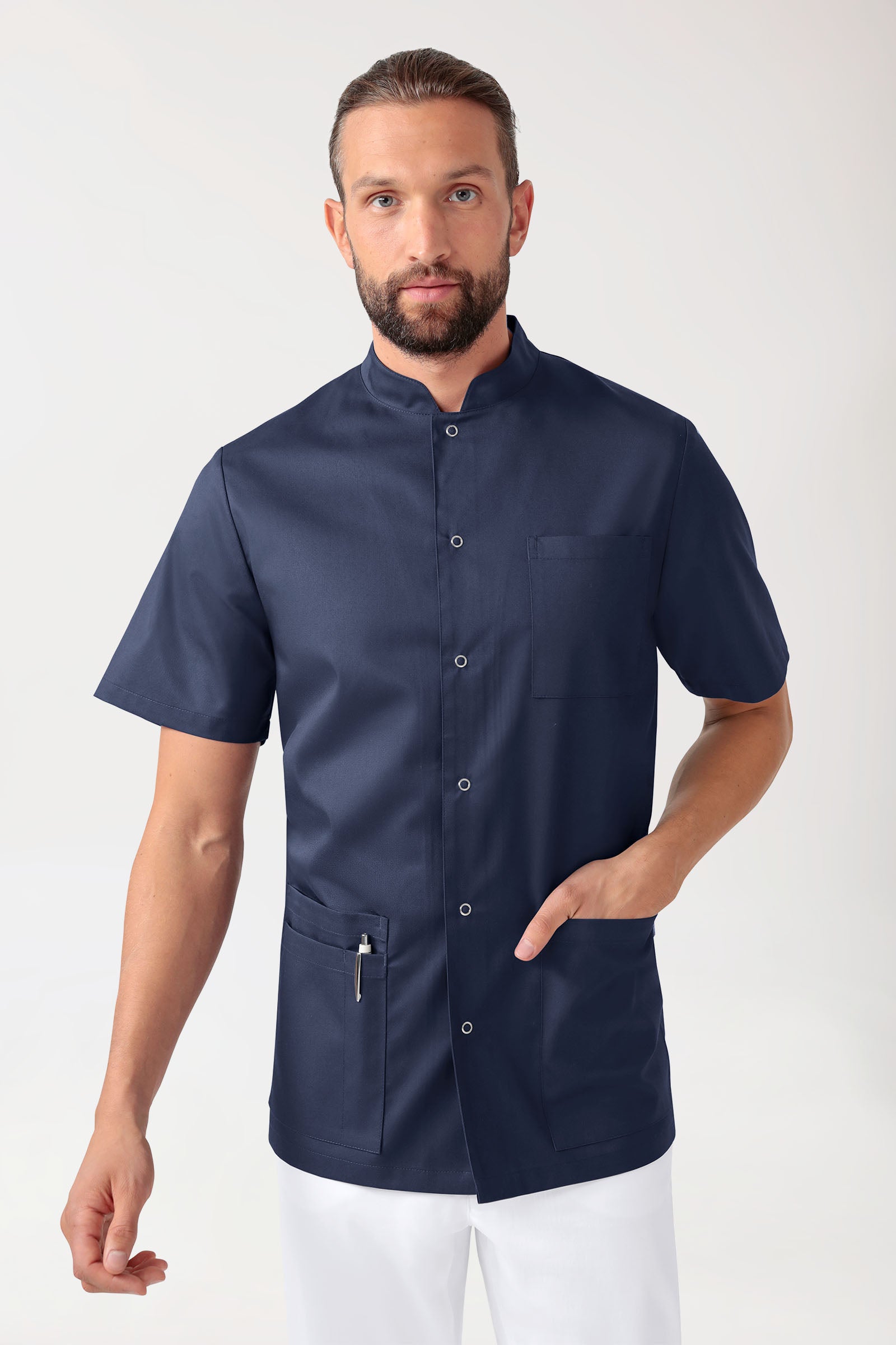 CLINIC STRETCH Kasack Herren - durchgeknöpft navy