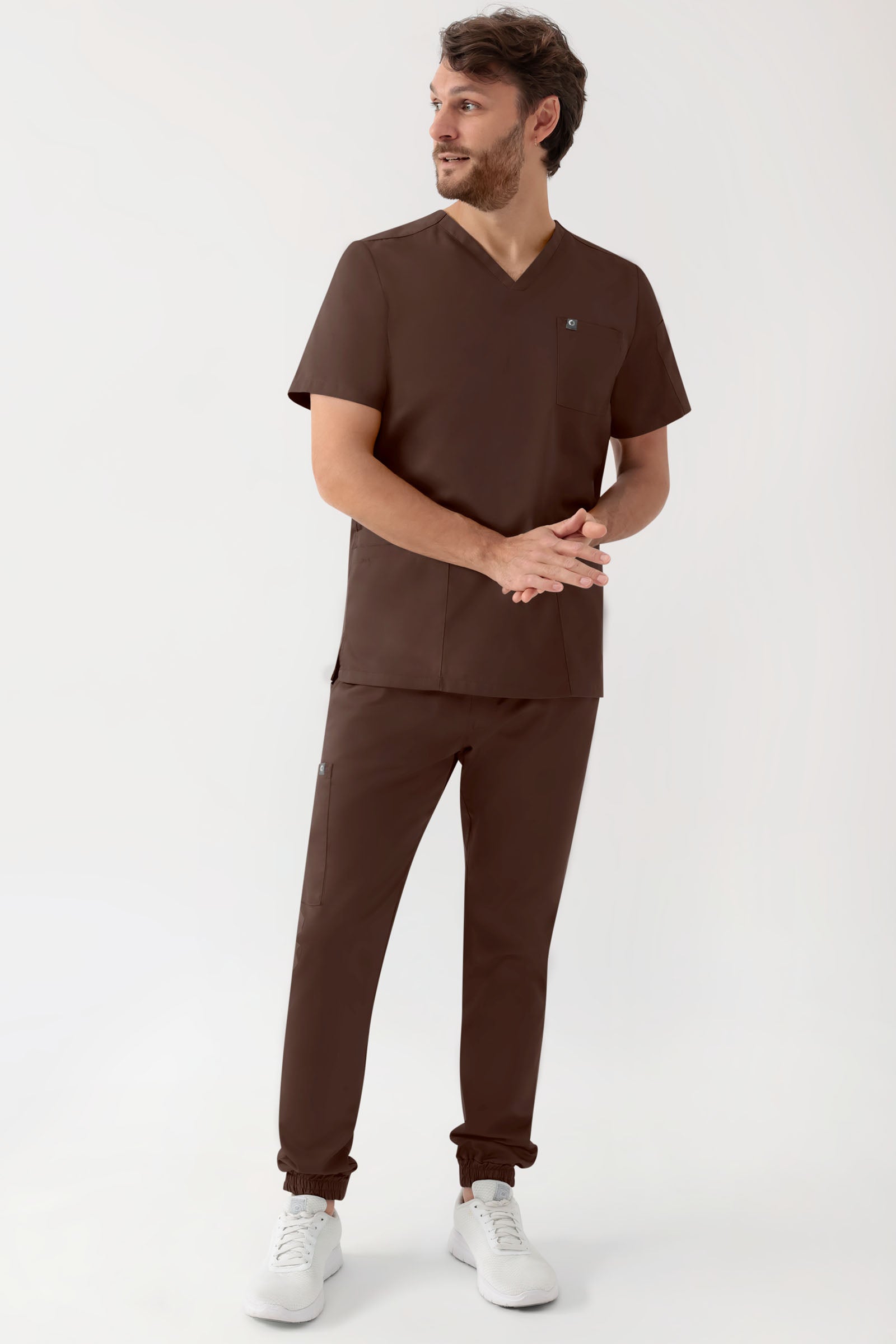 GREEN Stretch Schlupfkasack Herren - V-Ausschnitt coffee