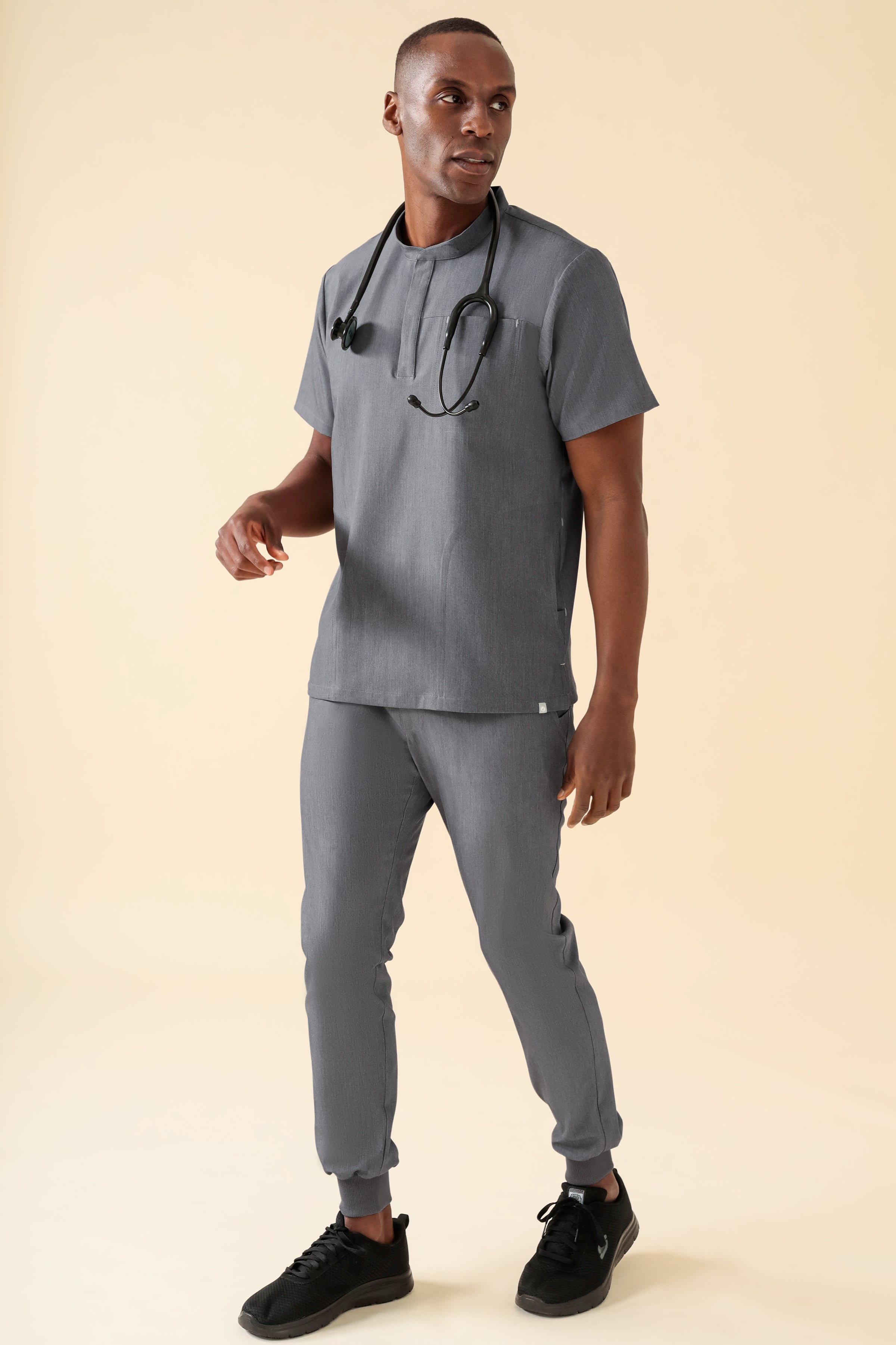 KAERE Schlupfkasack Herren - Stehkragen grau melange