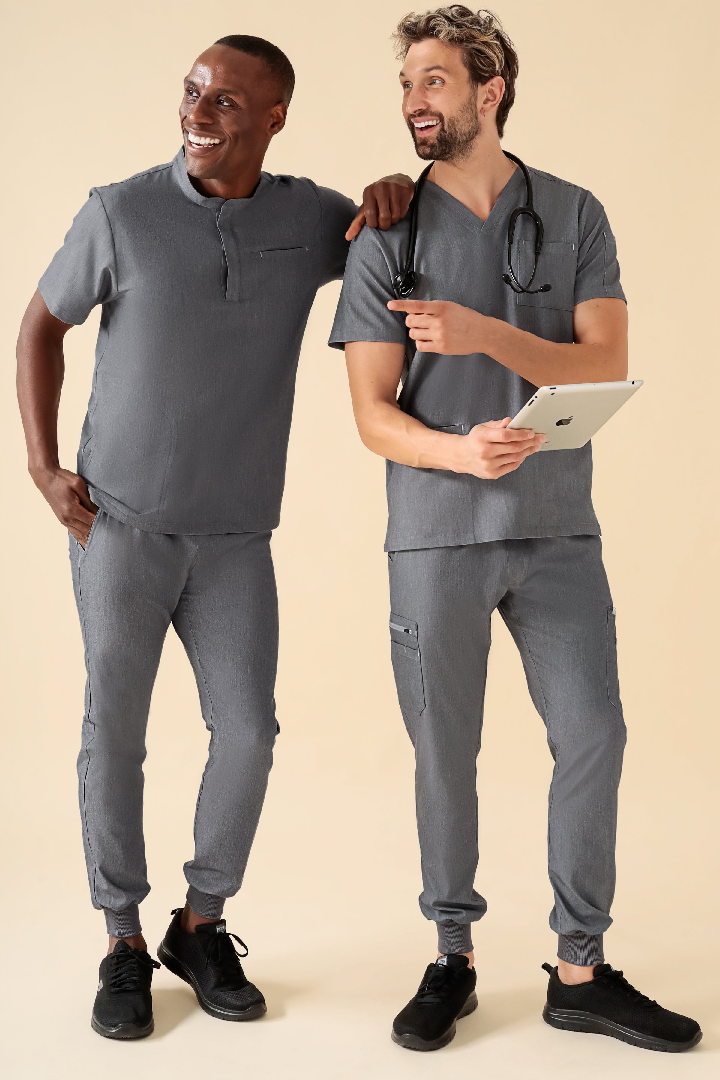 KAERE Schlupfkasack Herren - Stehkragen grau melange