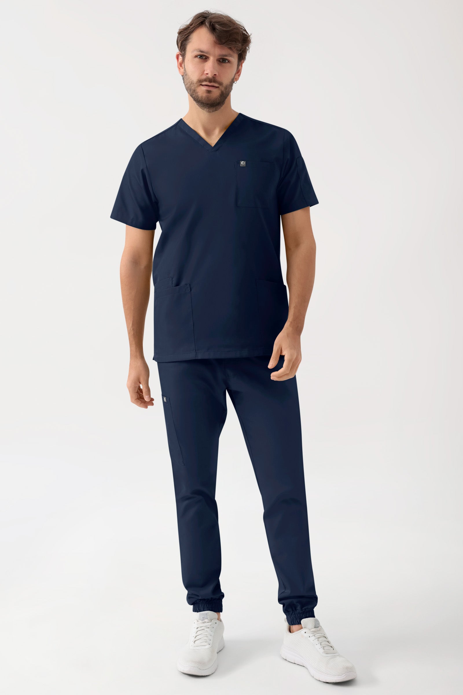 GREEN Stretch Schlupfkasack Herren - V-Ausschnitt navy