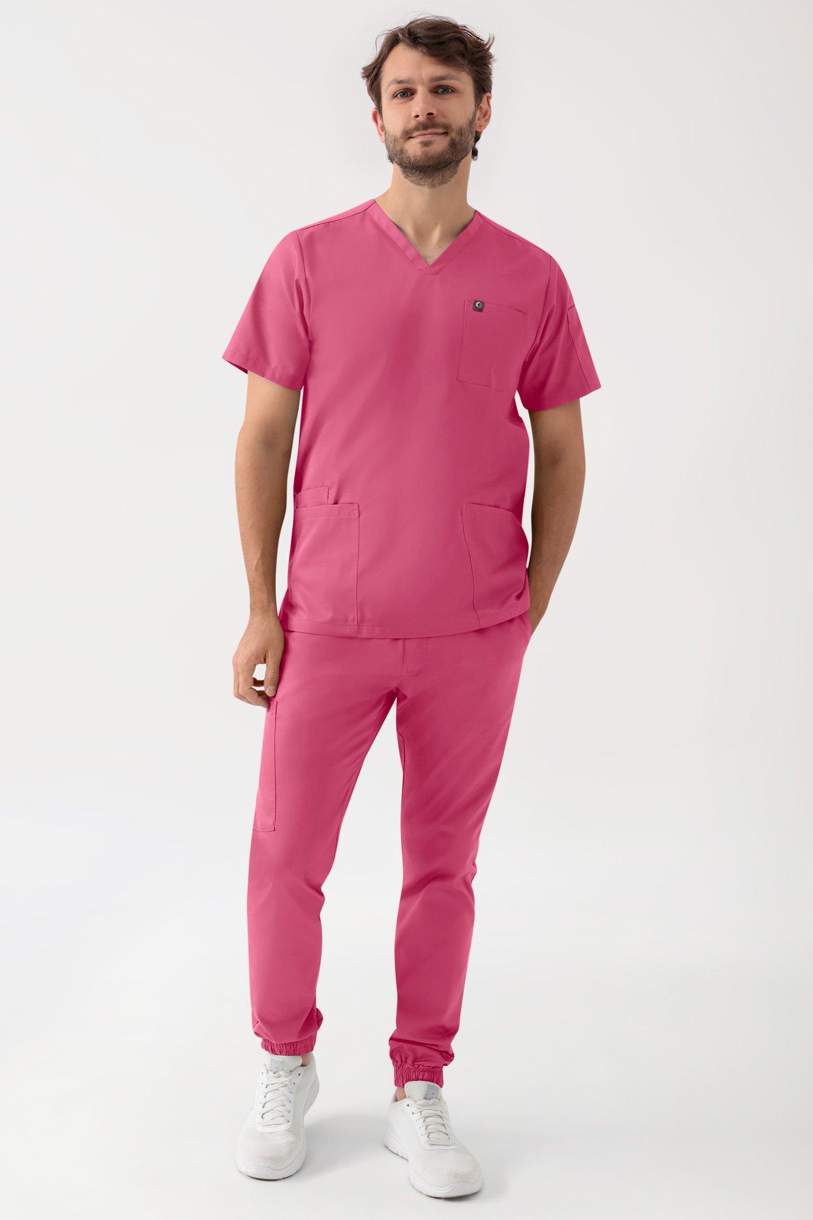 GREEN Stretch Schlupfkasack Herren - V-Ausschnitt rosenholz