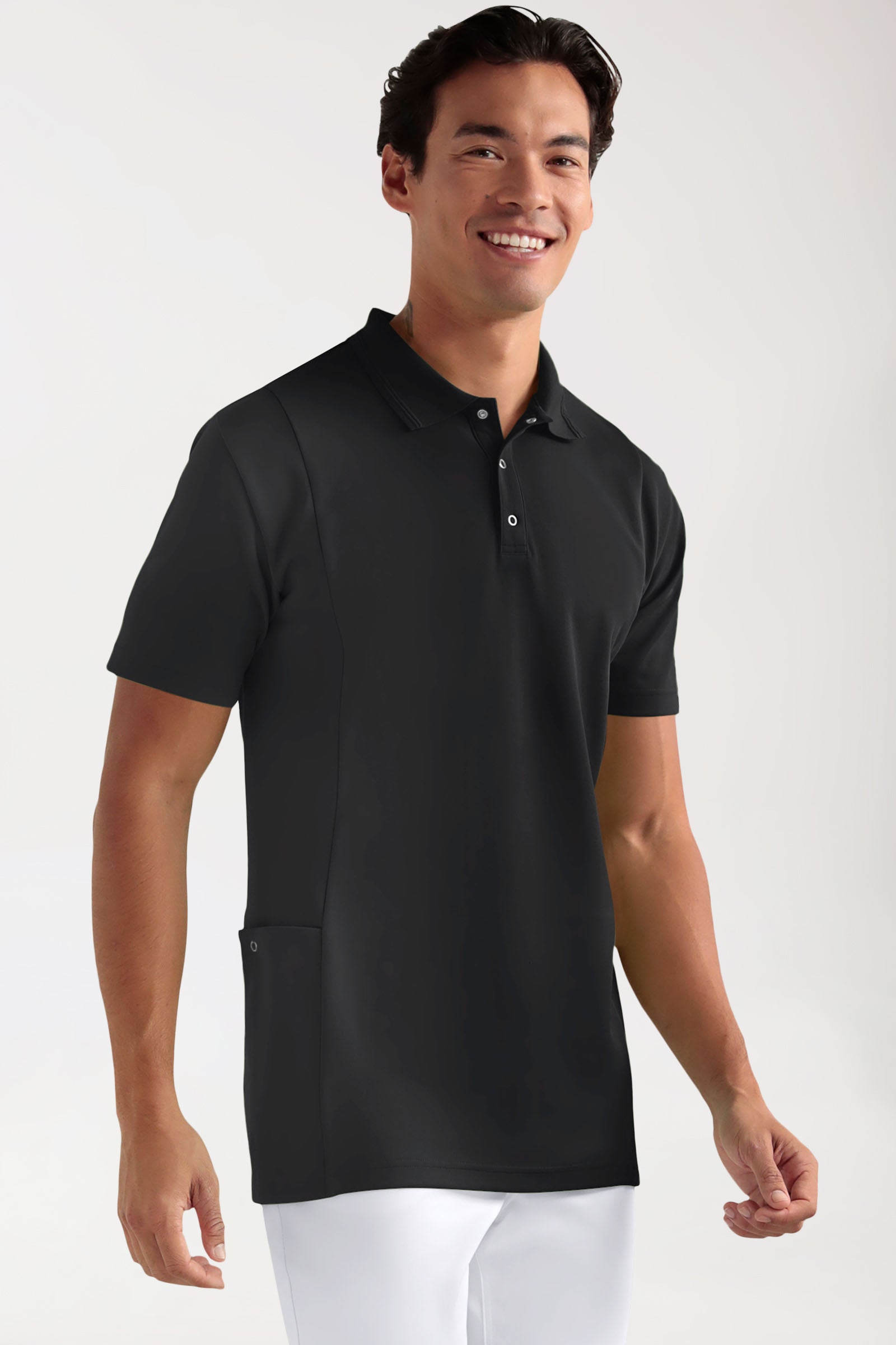 COMFY FLEX Stretch Schlupfkasack Herren - Polokragen schwarz