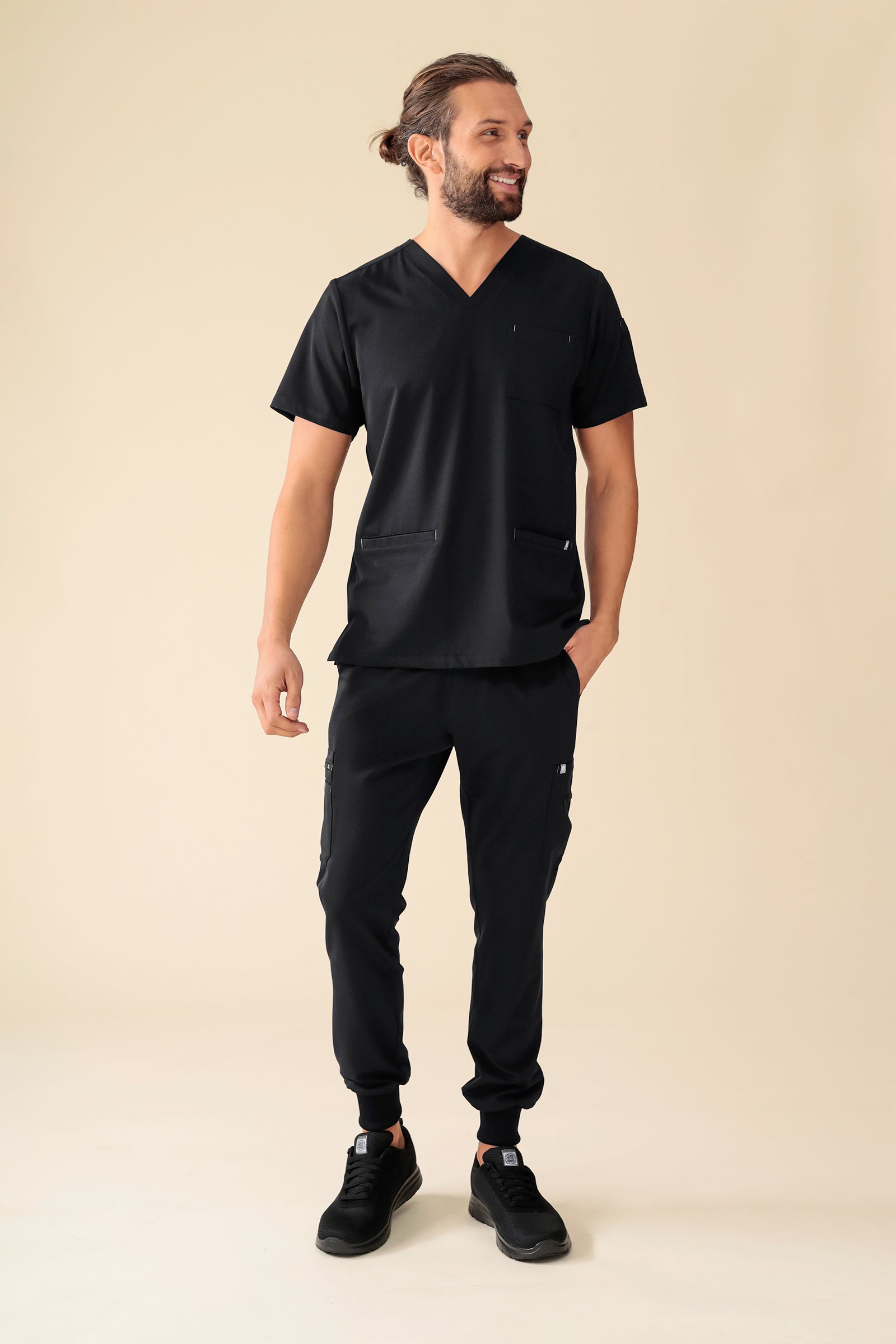 KAERE Schlupfkasack Herren - 3er Pack - V-Ausschnitt schwarz