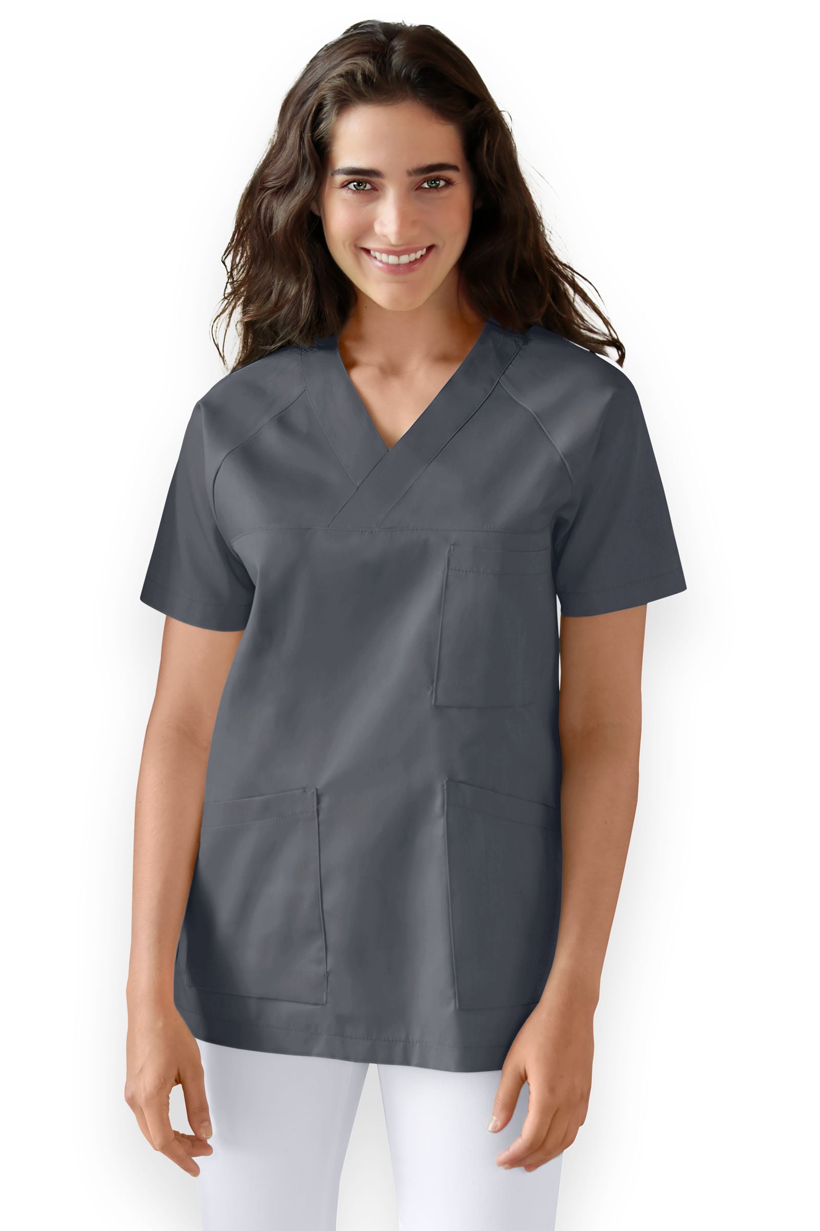 DER Kasack-Kasack V-Ausschnitt Unisex steingrau