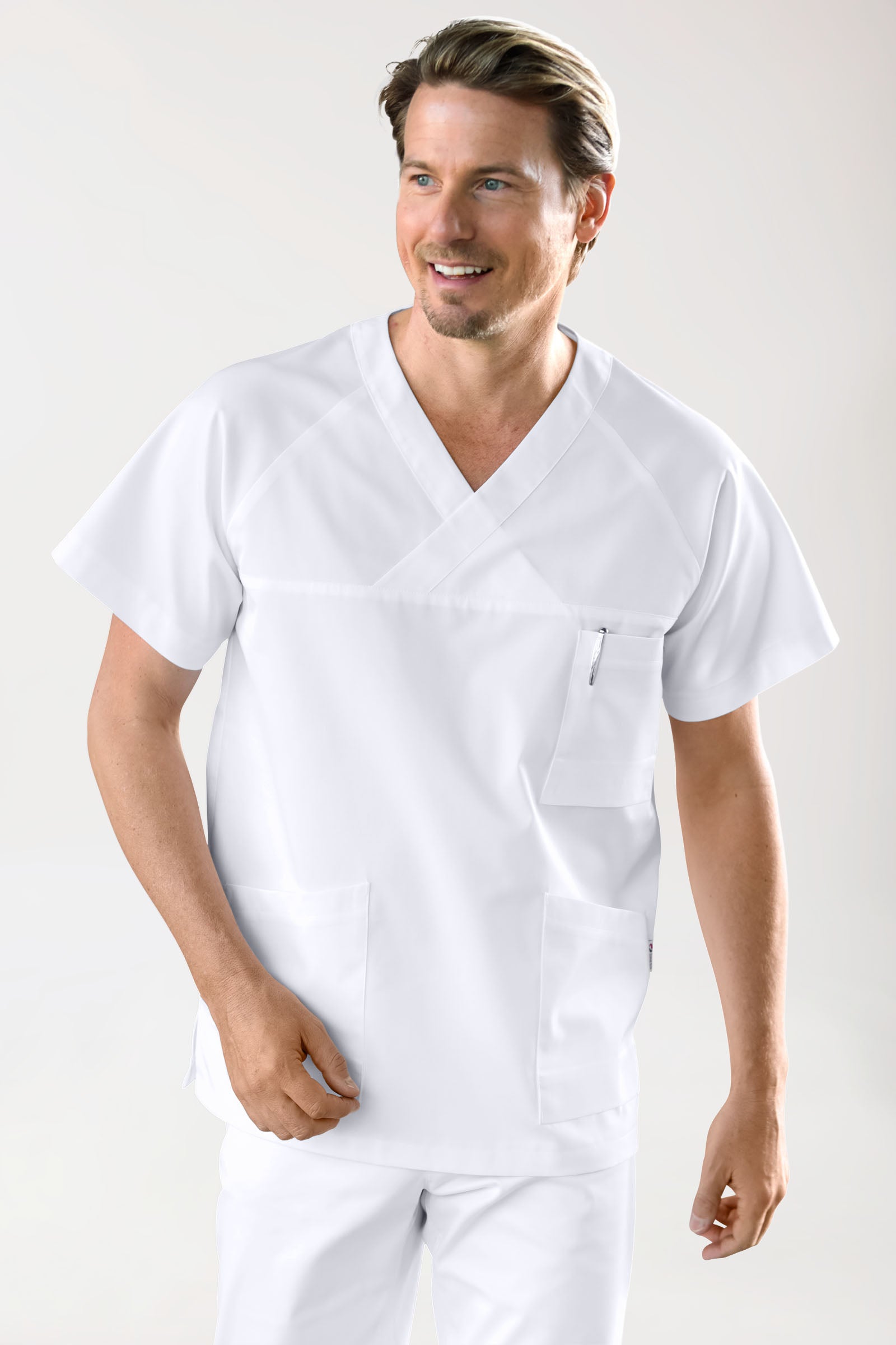 CORE Schlupfkasack Herren - V-Ausschnitt weiß