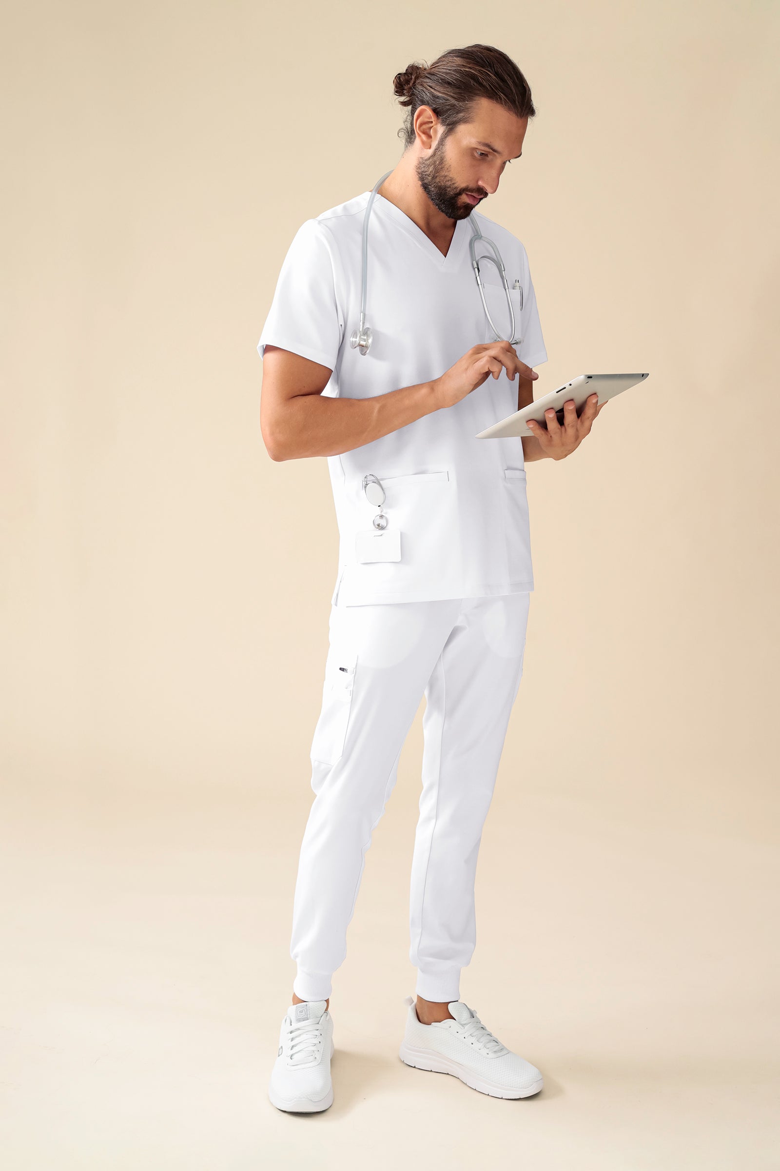 KAERE Schlupfkasack Herren - V-Ausschnitt weiß