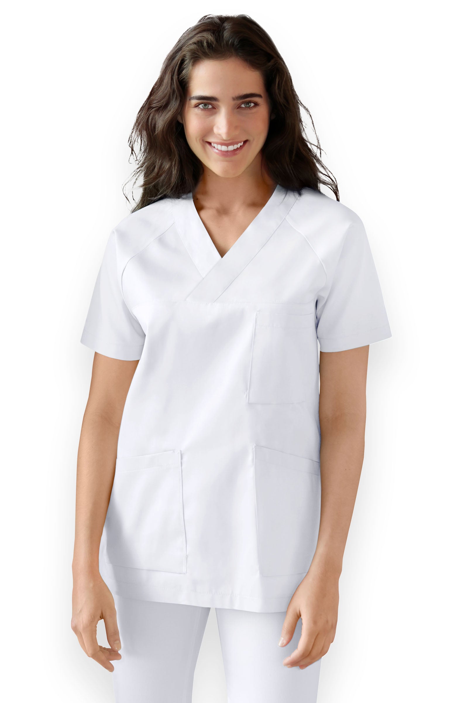 DER Kasack-Kasack V-Ausschnitt Unisex weiß