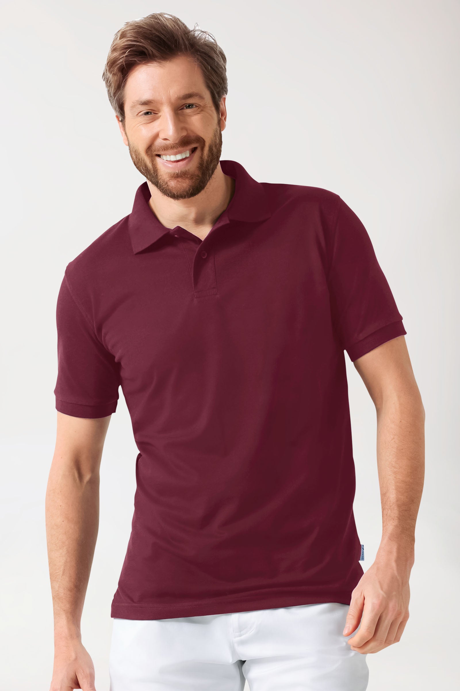 Stretch Shirt Herren - Polokragen bordeaux, Vorderansicht 