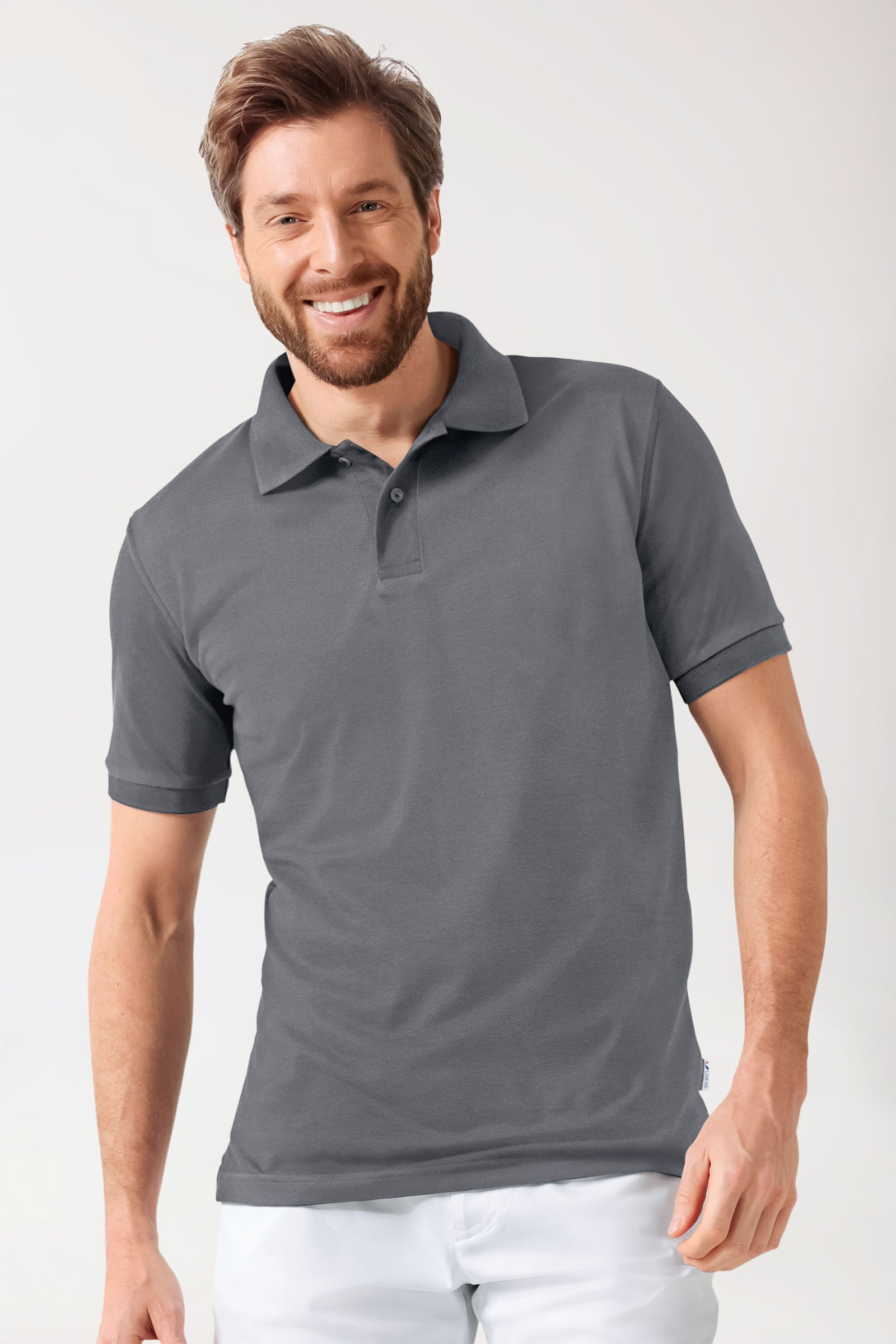 Stretch Shirt Herren - Polokragen steingrau
