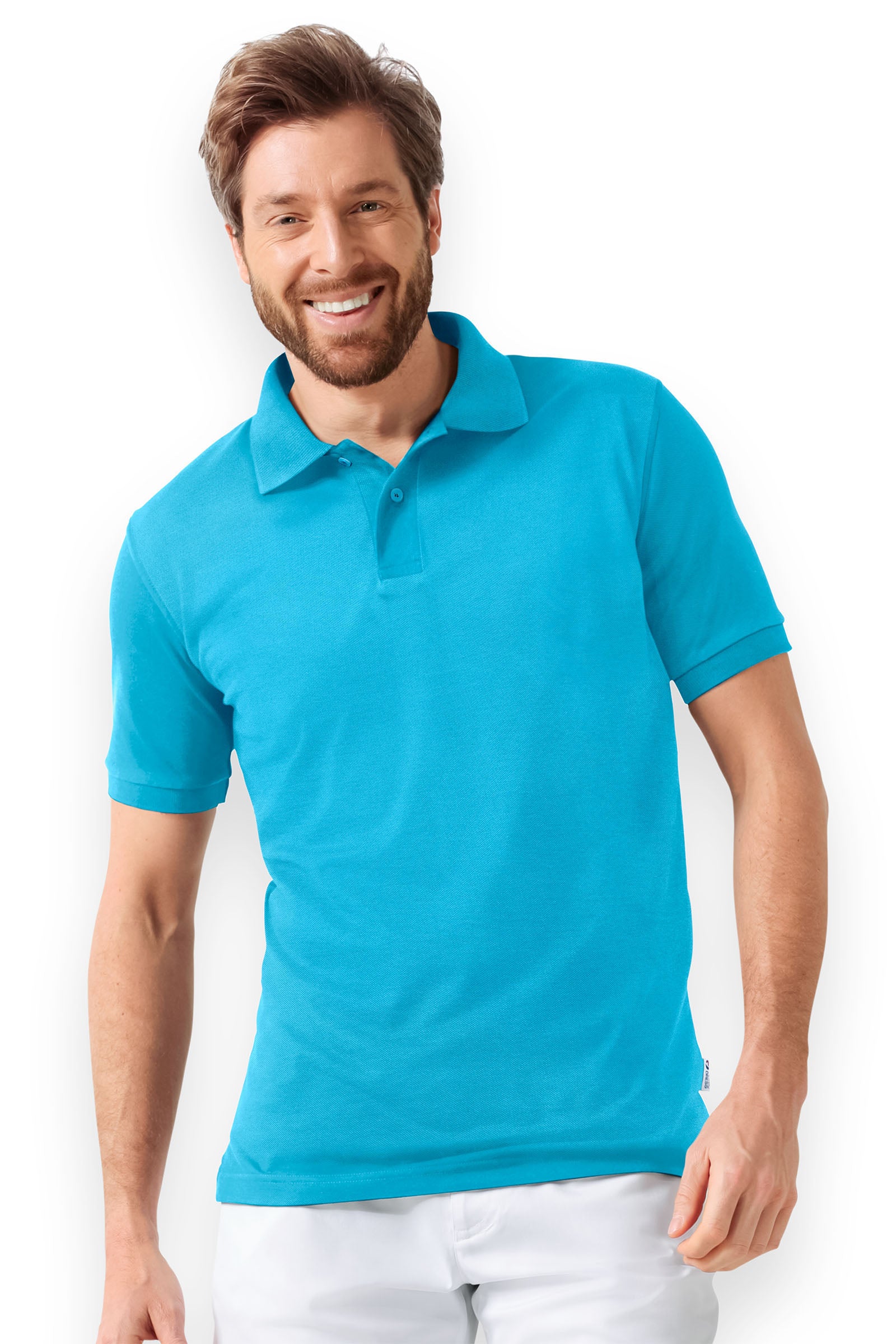 Stretch Shirt Herren - Polokragen türkis