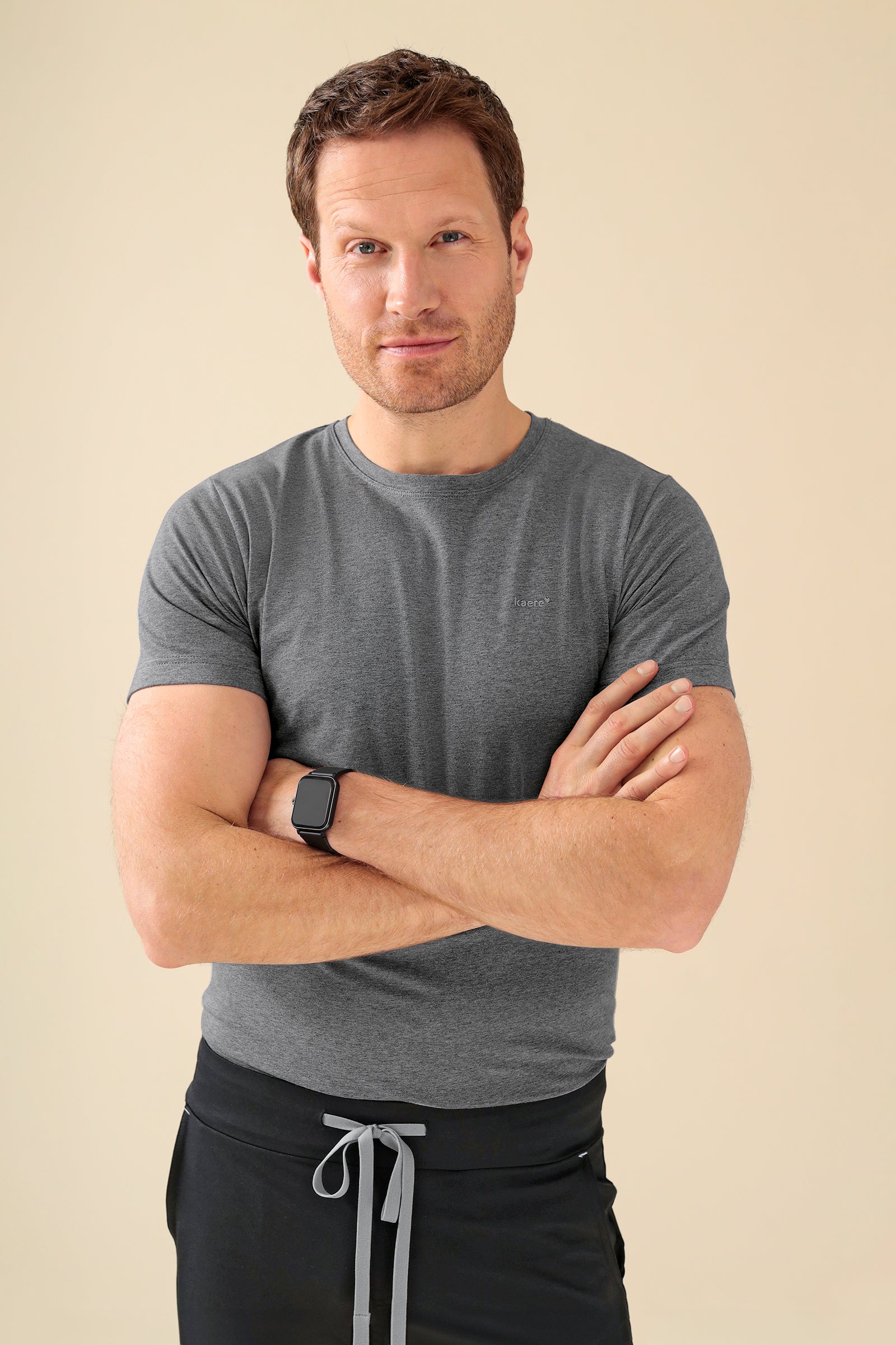 KAERE Shirt Herren - Kurzarm dunkelgrau melange