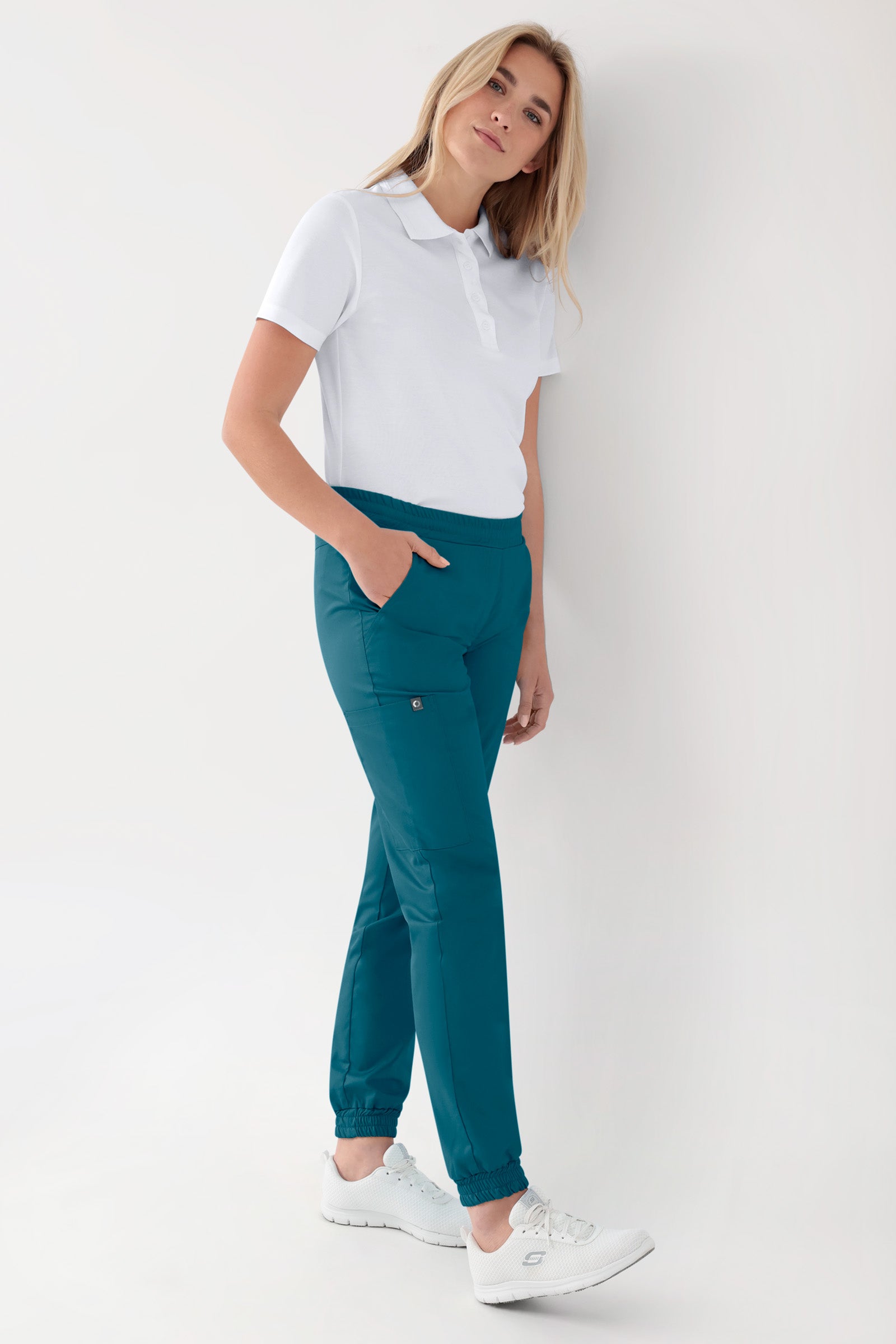 GREEN Stretch Hose Damen - Jogpants Style petrol