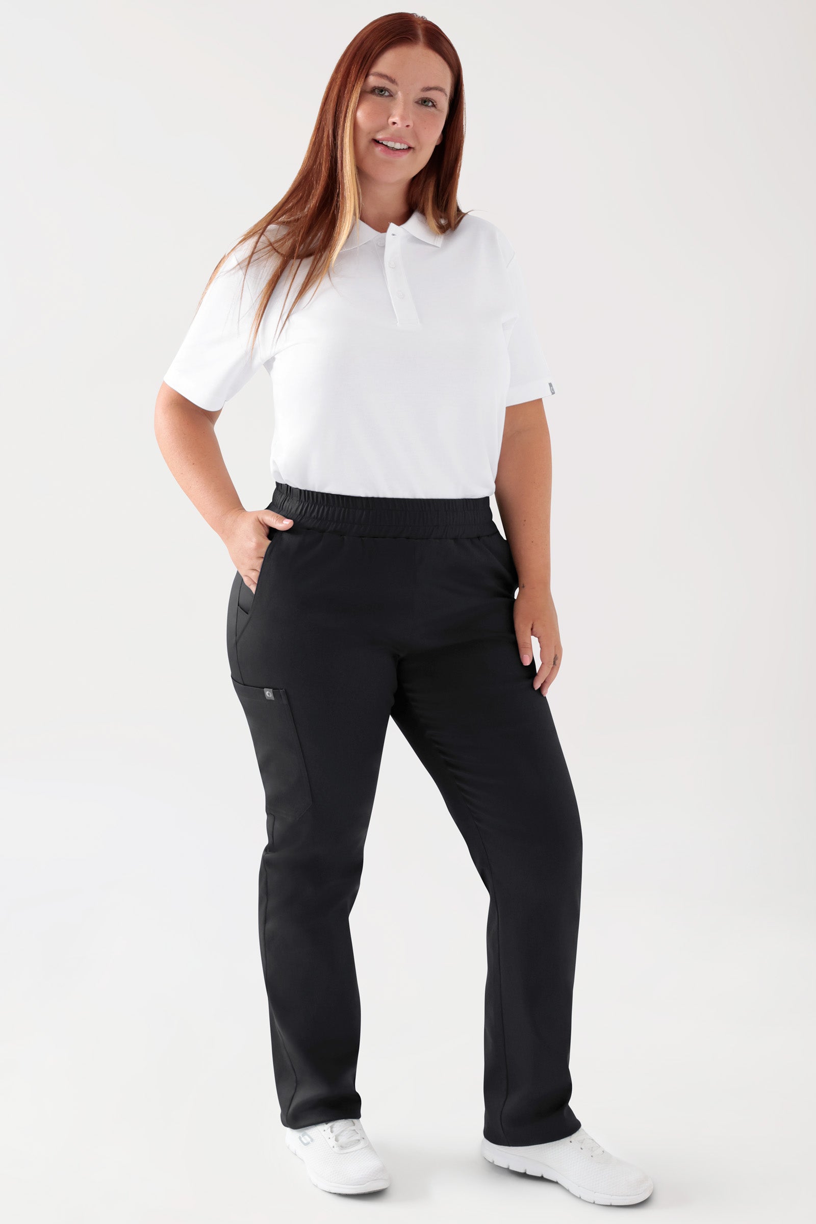COMFY FLEX Stretch Hose Unisex - 1/1 Länge schwarz, Vorderansicht Das Model ist 173 cm groß und trägt Größe L