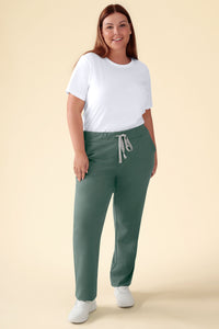 KAERE Hose Damen - gerader Saum ohne Beintaschen dunkelgrün