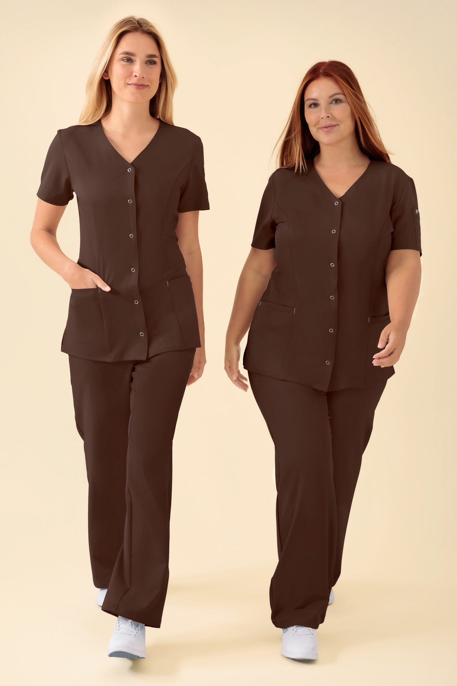 KAERE Kasack Damen - durchgeknöpft coffee, Vorderansicht 