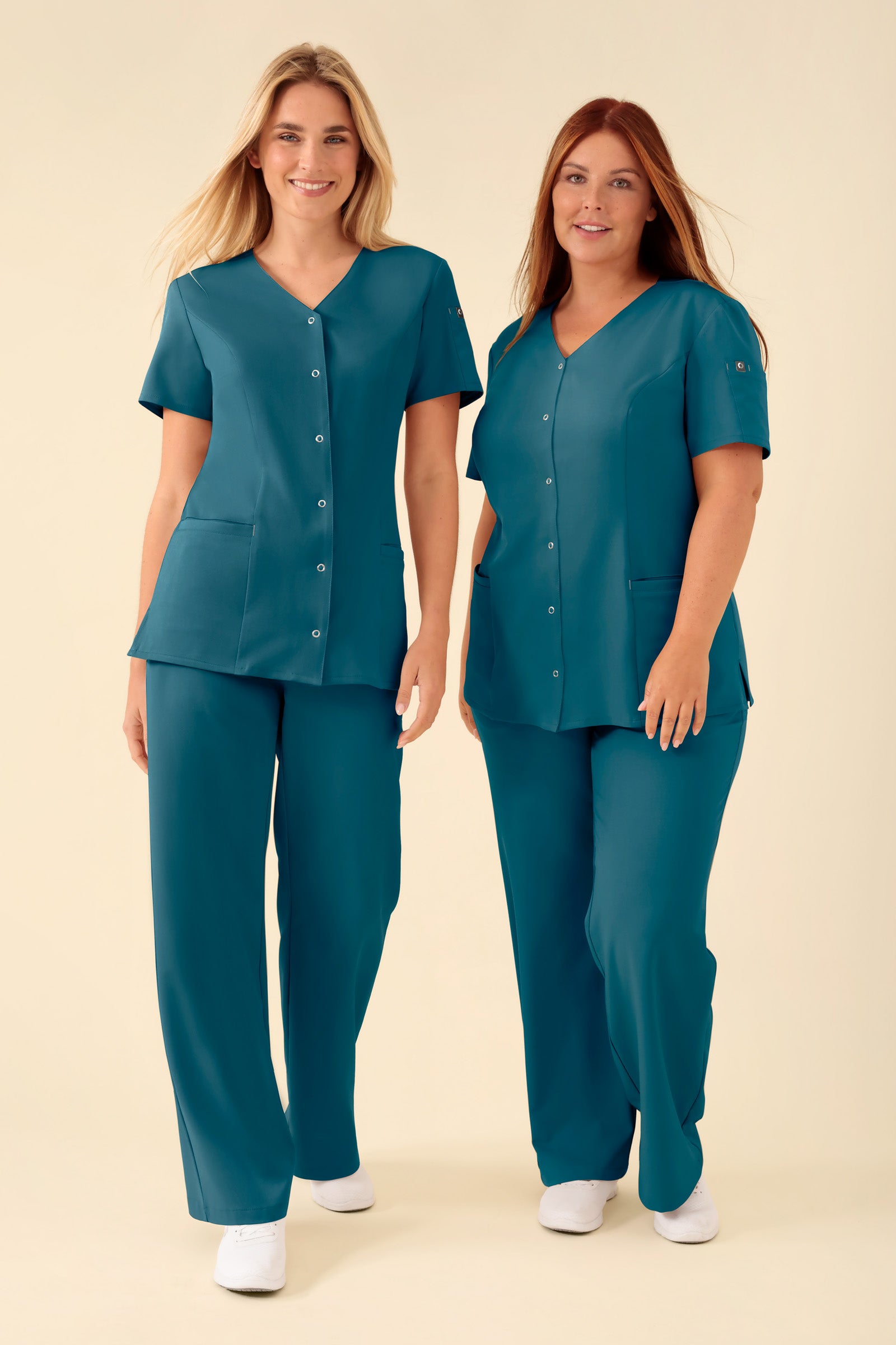 KAERE Kasack Damen - durchgeknöpft petrol, Vorderansicht 