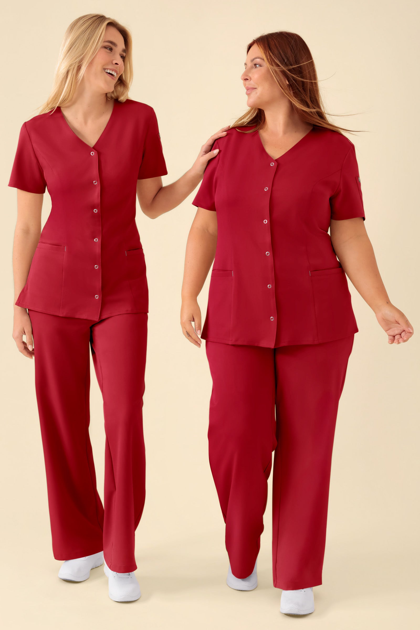 KAERE Kasack Damen - durchgeknöpft rot, Vorderansicht 