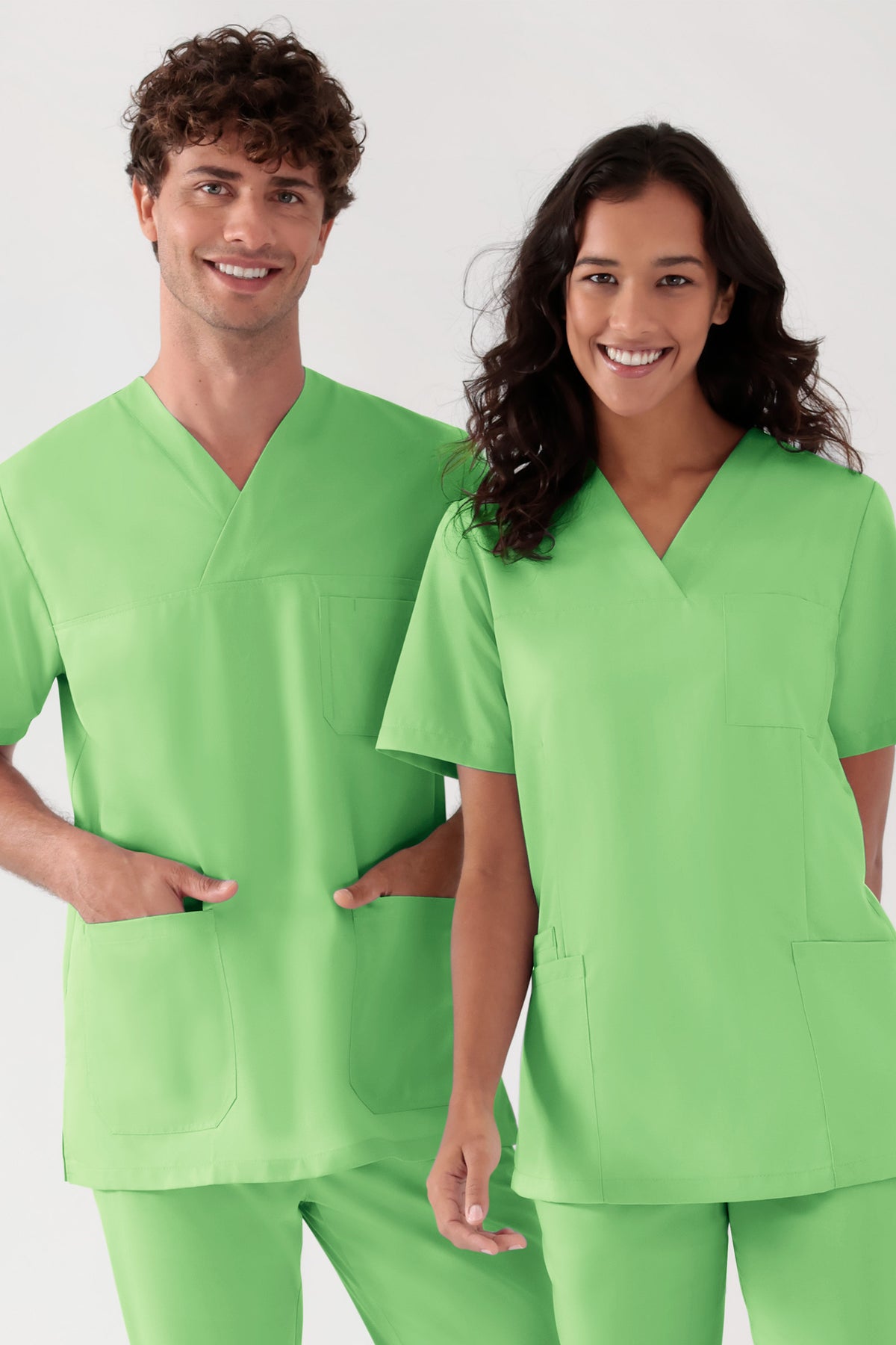 TENCEL™ Schlupfkasack Damen - V-Ausschnitt apfelgrün, Vorderansicht 