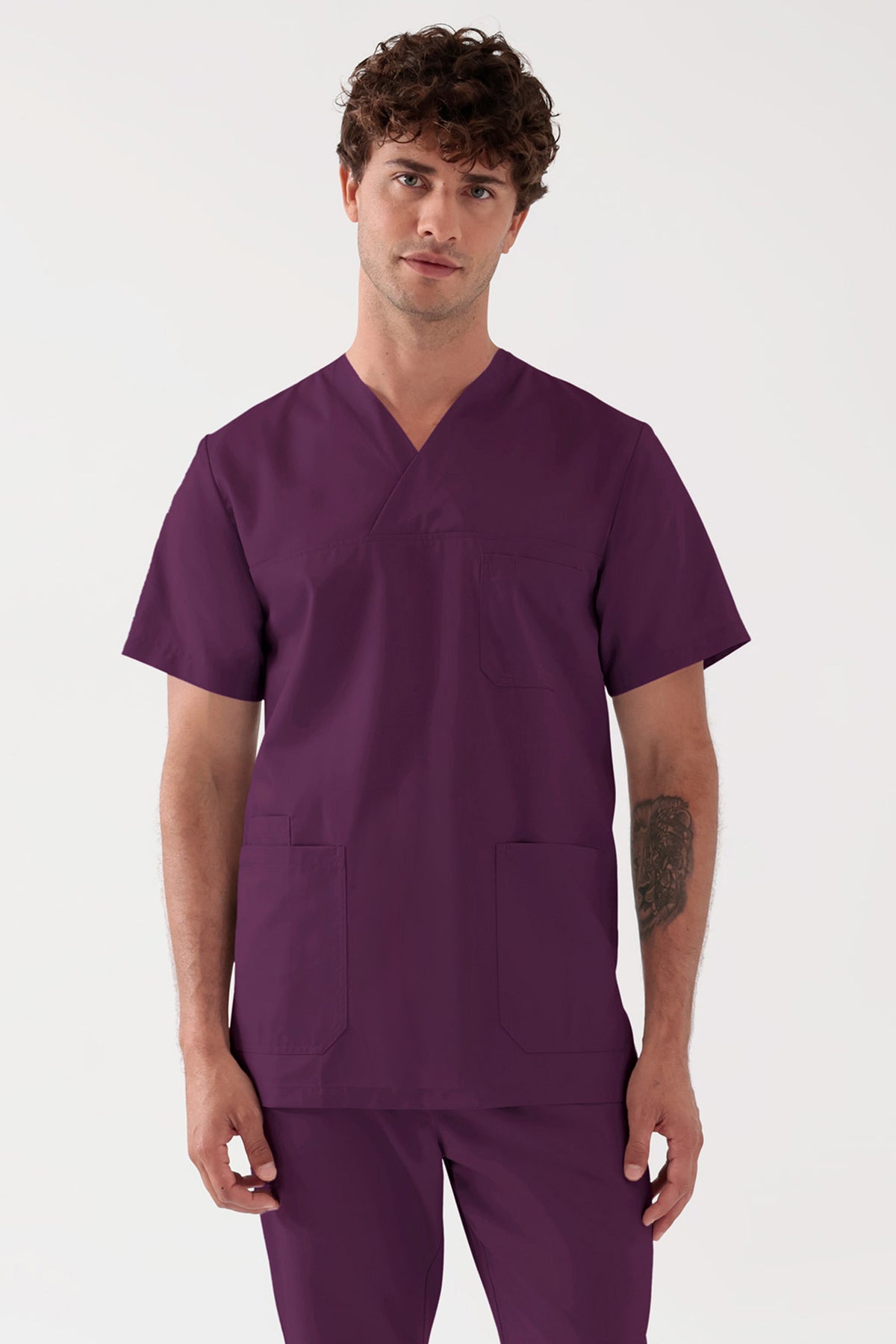 TENCEL™ Schlupfkasack Herren - V-Ausschnitt black berry