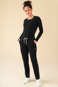 KAERE Hose Damen - gerader Saum mit Beintaschen schwarz
