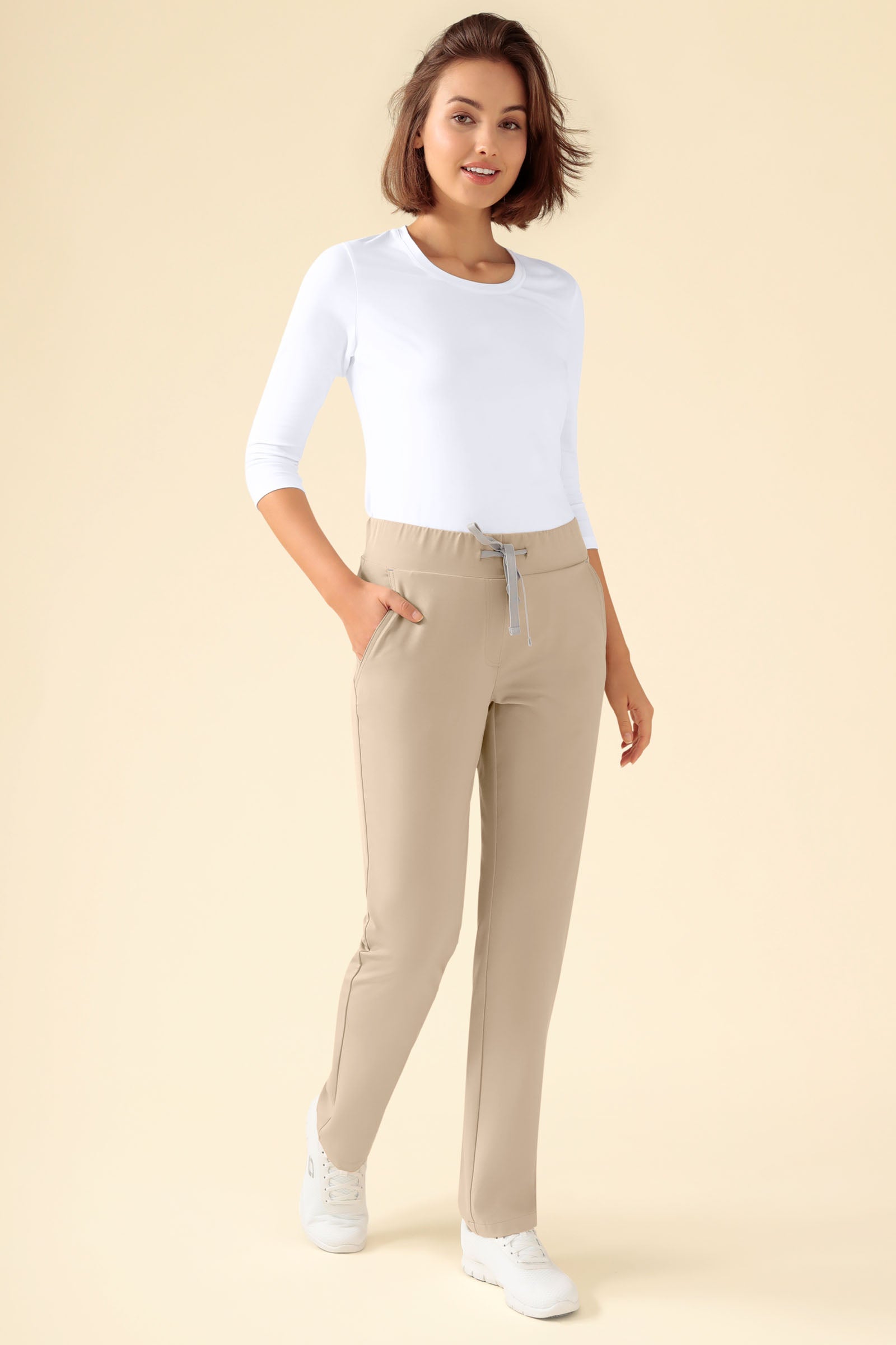 KAERE Hose Damen - gerader Saum ohne Beintaschen sand