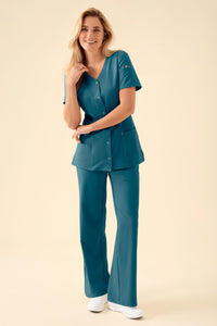 KAERE Kasack Damen - durchgeknöpft petrol