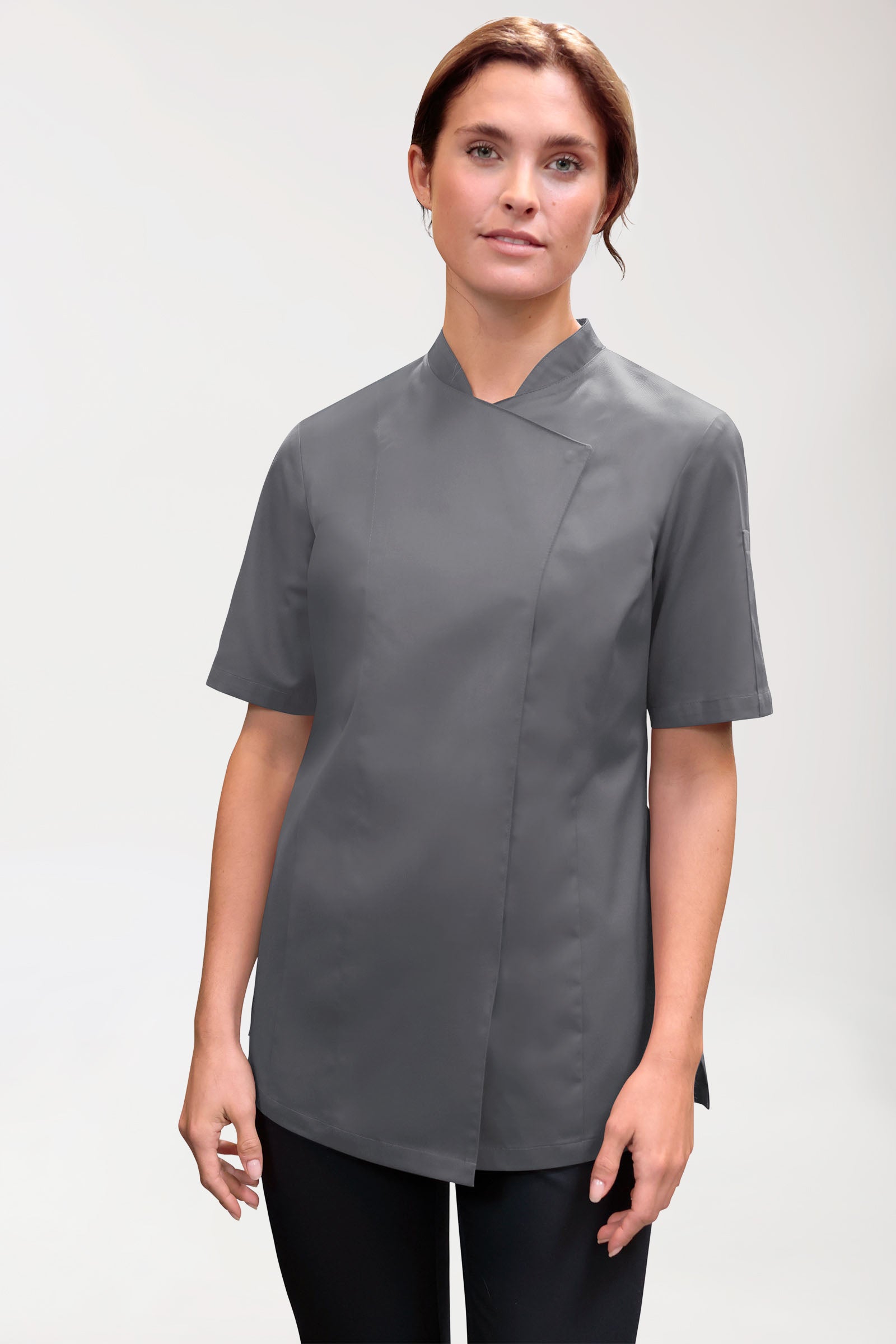 Gastro Kochjacke Damen - 1/2 Arm steingrau