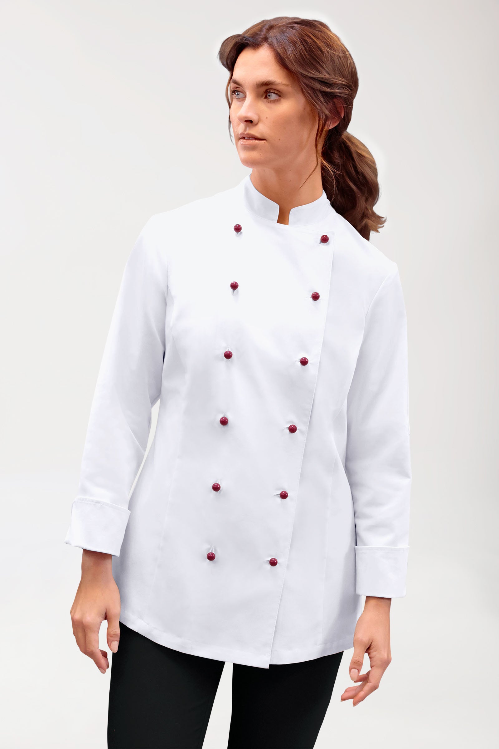 Gastro Kochjacke Damen aus Baumwolle - 1/1 Arm weiß