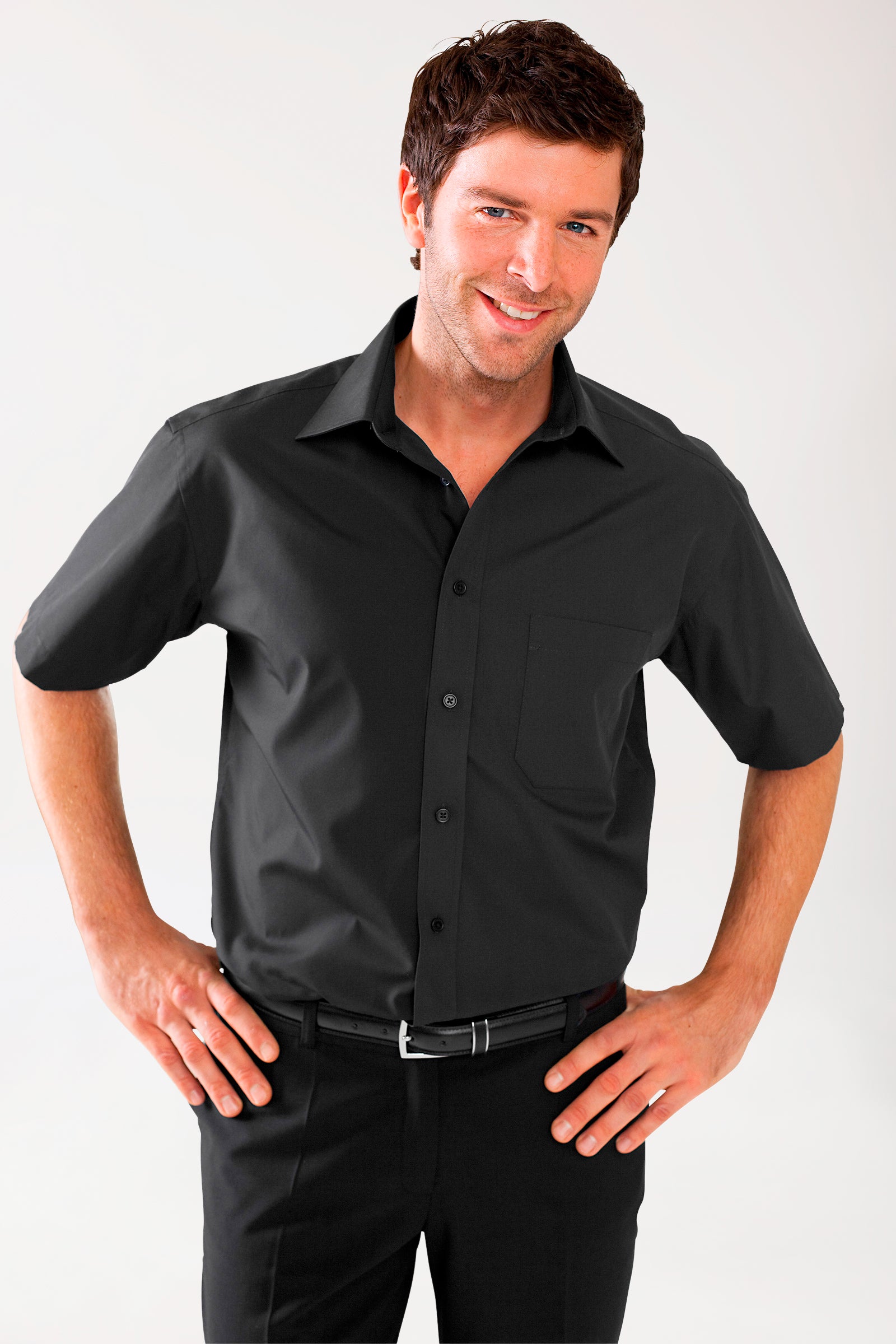 Herrenhemd Schwarz Halbarm