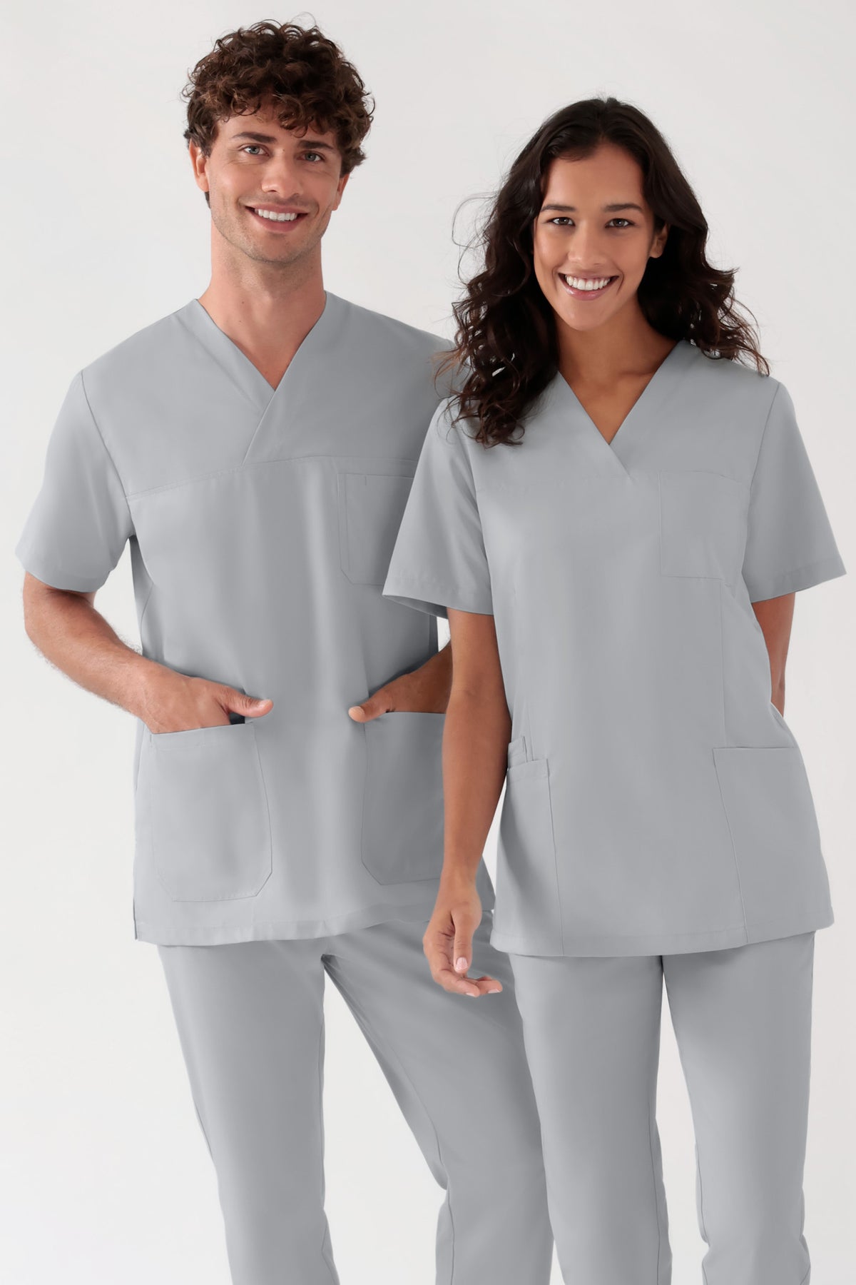 TENCEL™ Schlupfkasack Herren - V-Ausschnitt perlgrau, Vorderansicht 