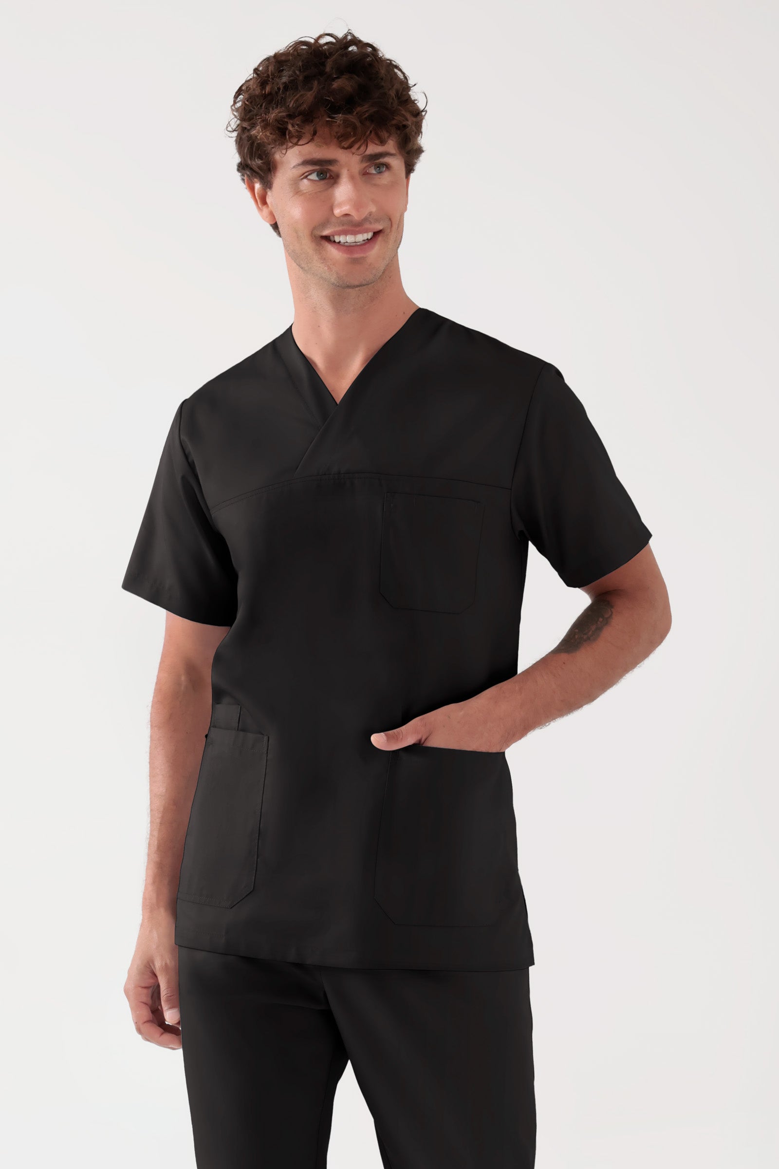 TENCEL™ Schlupfkasack Herren - V-Ausschnitt schwarz