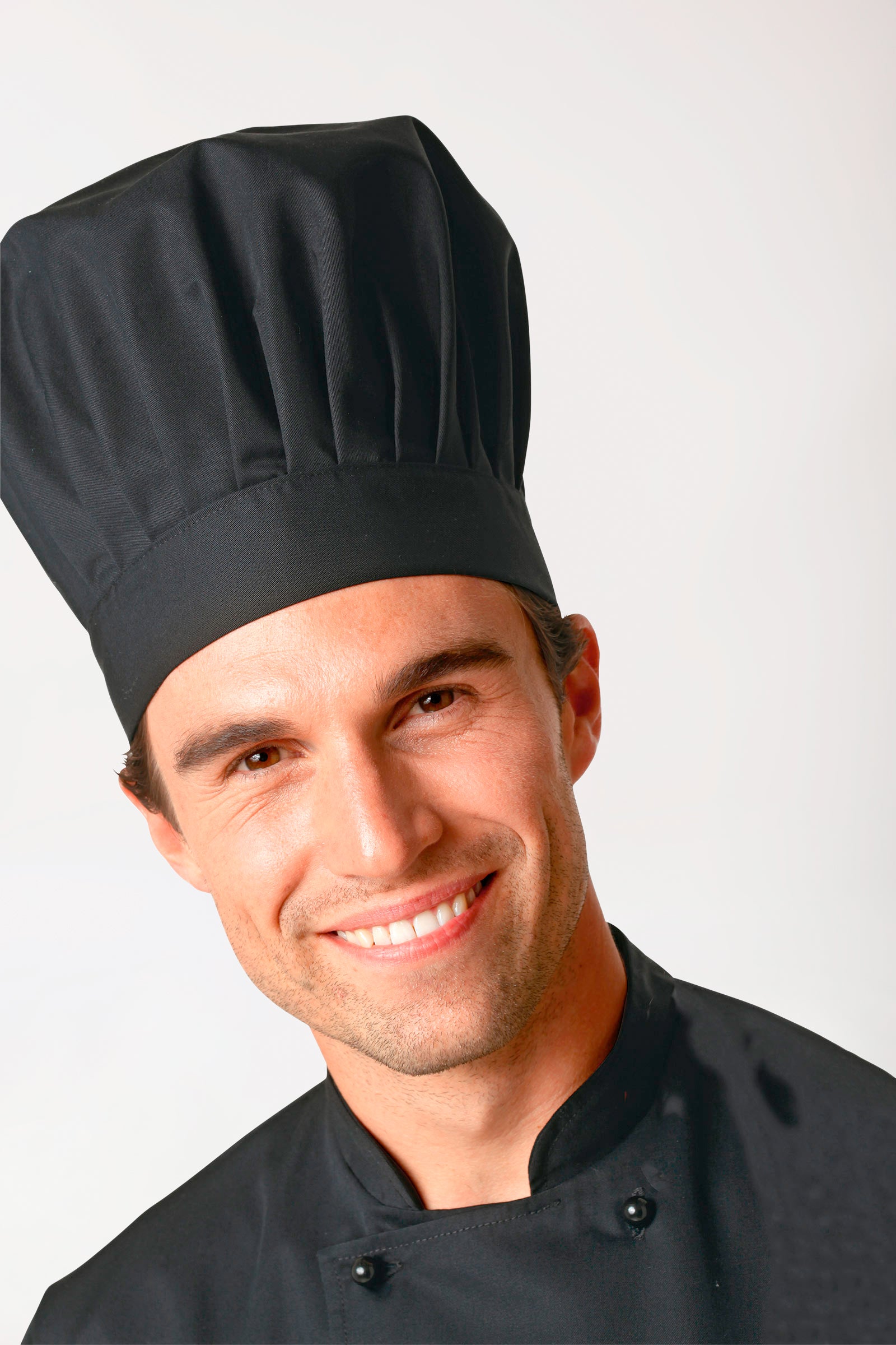 Gastro Kochmütze Unisex schwarz, Vorderansicht 