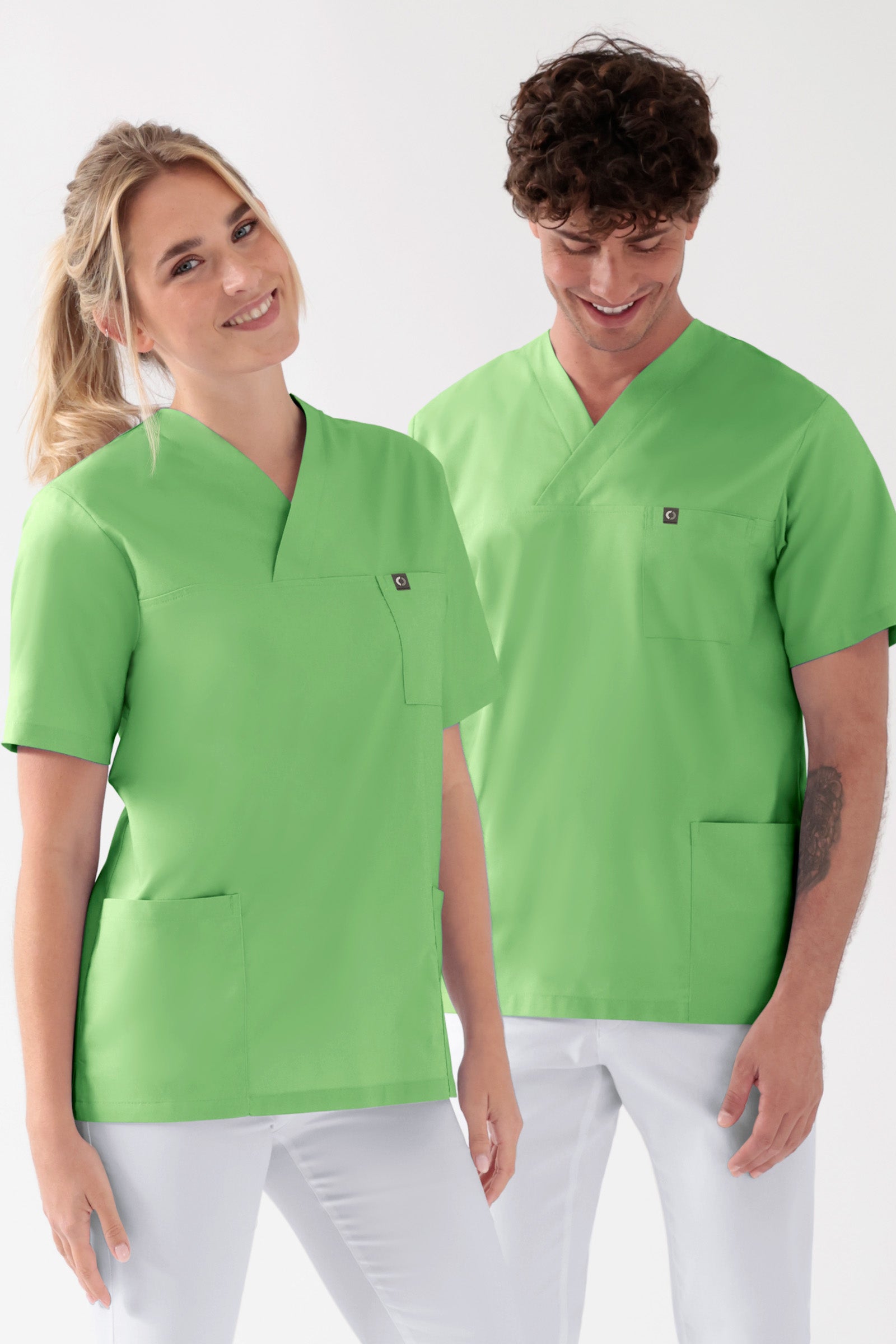 Baumwolle Schlupfkasack Unisex - Doppelpack apfelgrün, Vorderansicht 