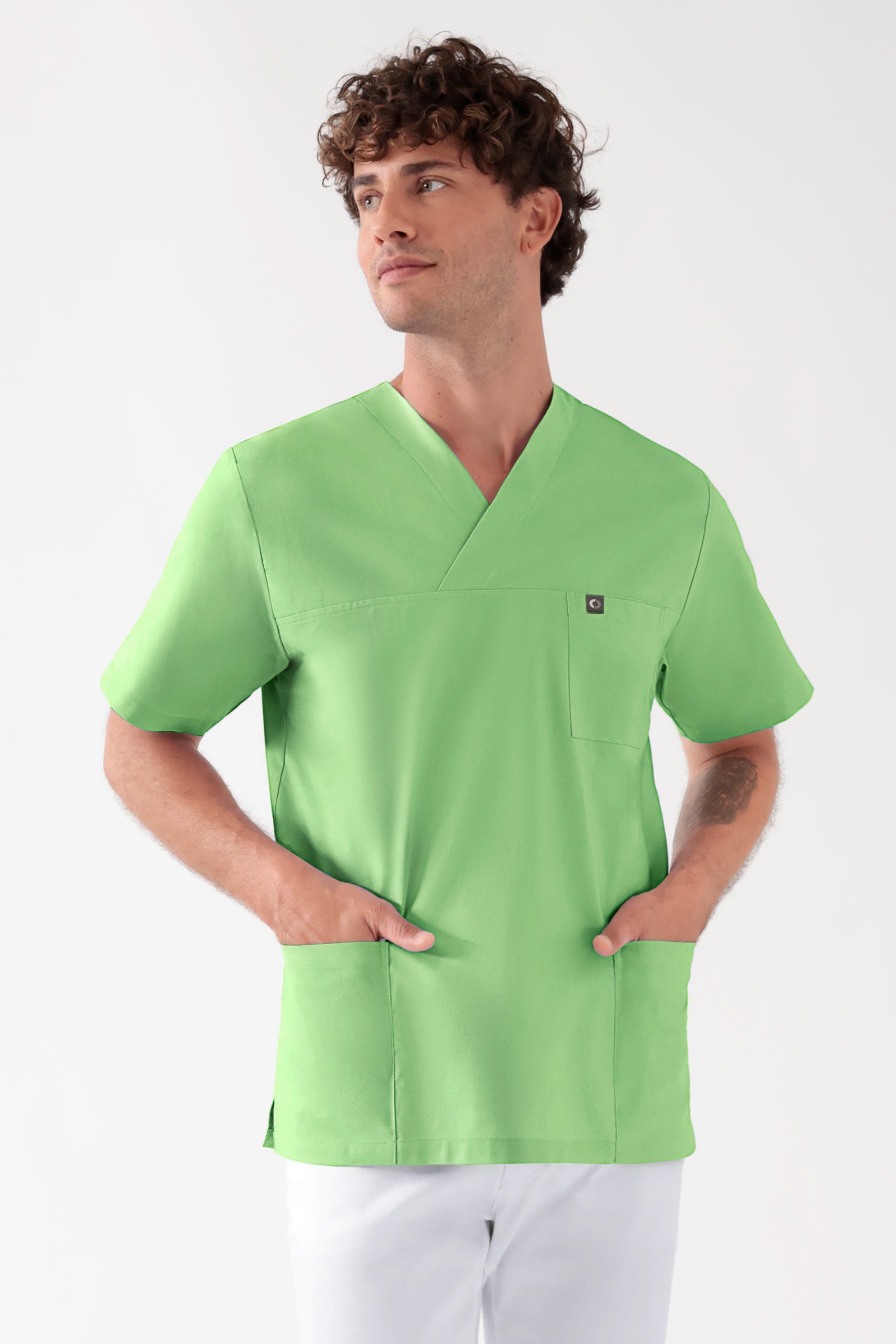 Baumwolle Schlupfkasack Unisex - Doppelpack apfelgrün, Vorderansicht 