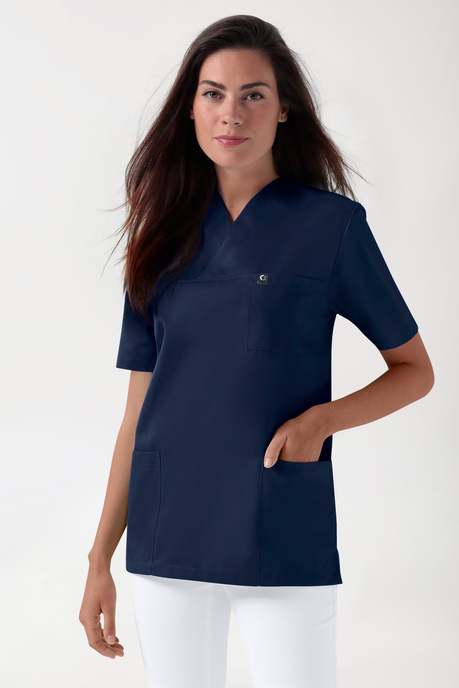 GREEN Stretch Schlupfkasack Unisex - V-Ausschnitt navy, Vorderansicht 