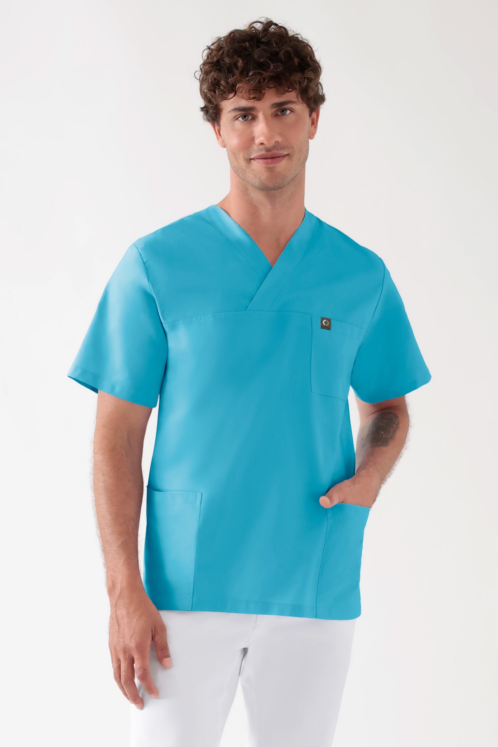 Baumwolle Schlupfkasack Unisex - Doppelpack türkis, Vorderansicht 